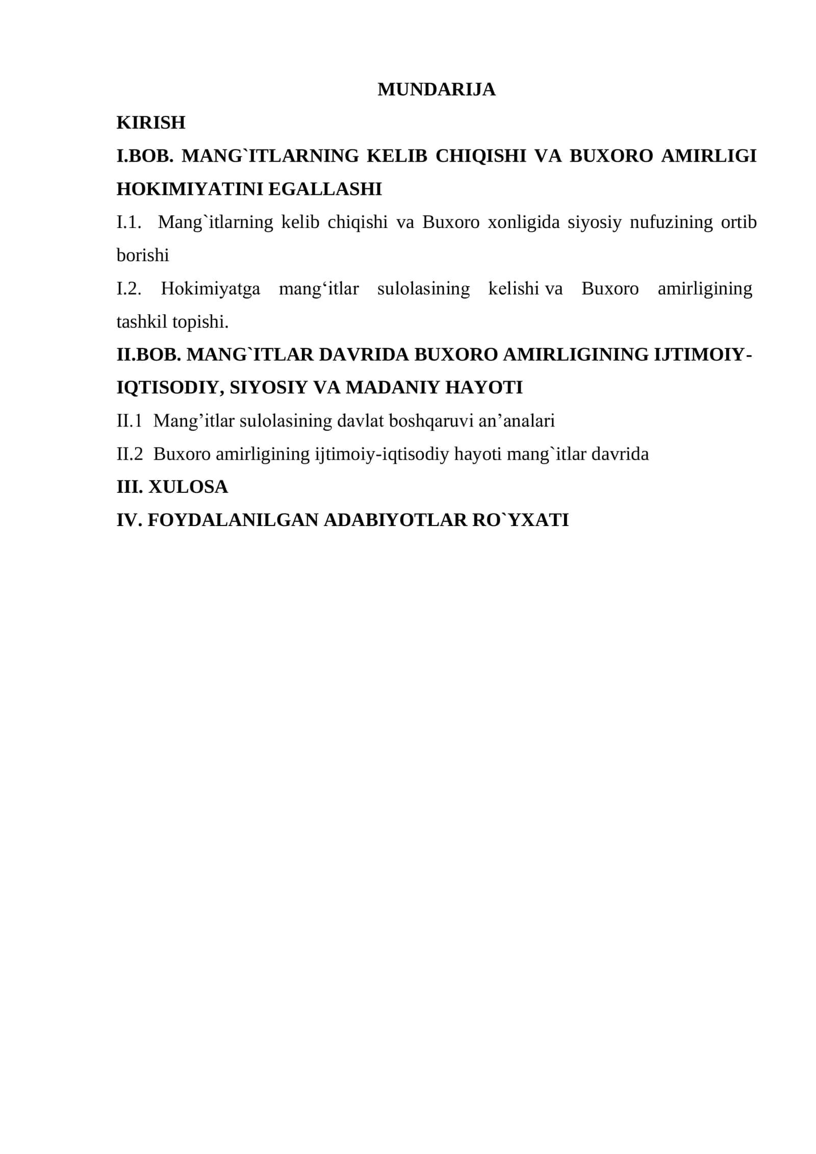 Mang`itlarning hokimiyat tepasiga kelishi