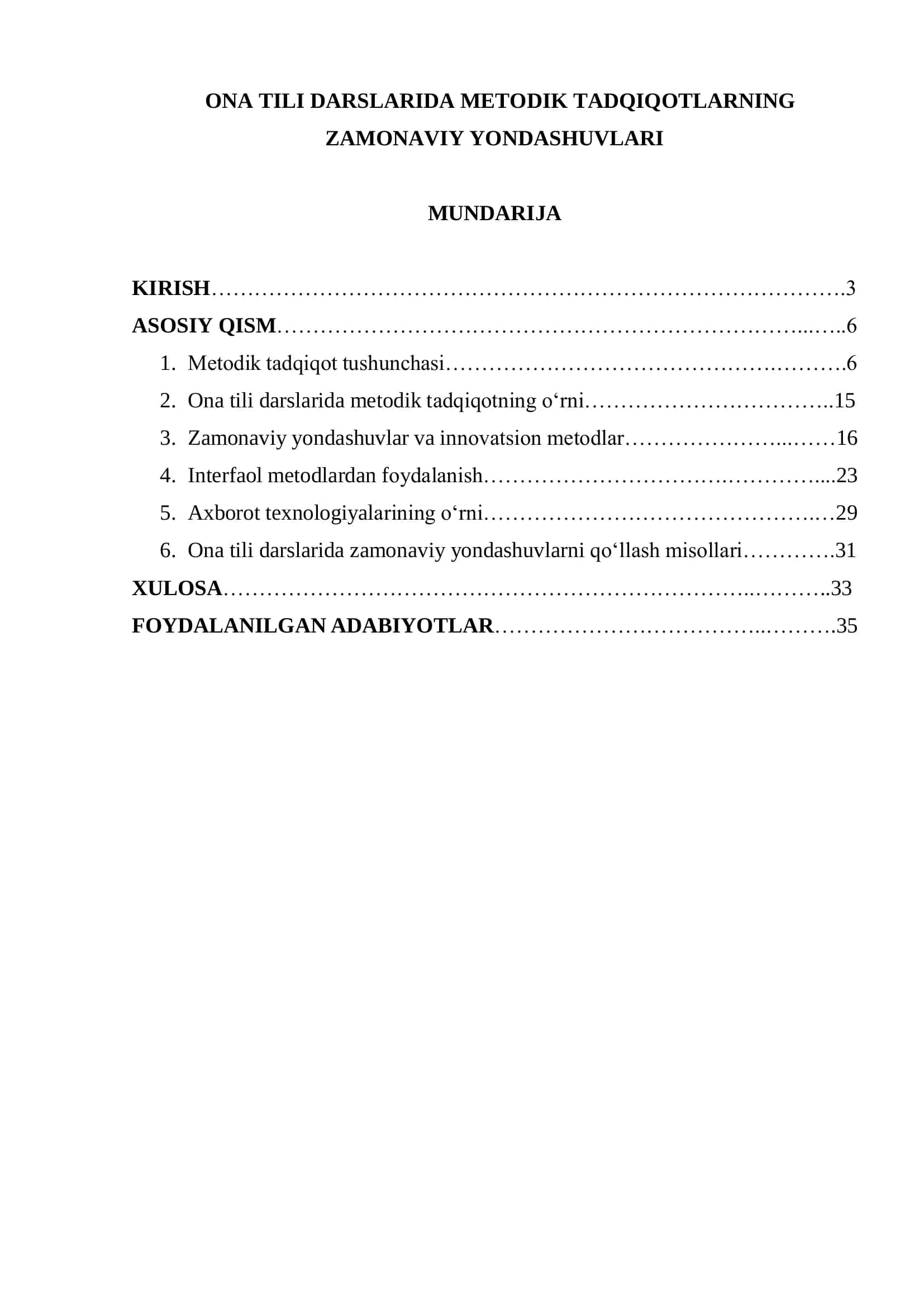 Ona tili darslarida metodik tadqiqotlarning zamonaviy yondashuvlari