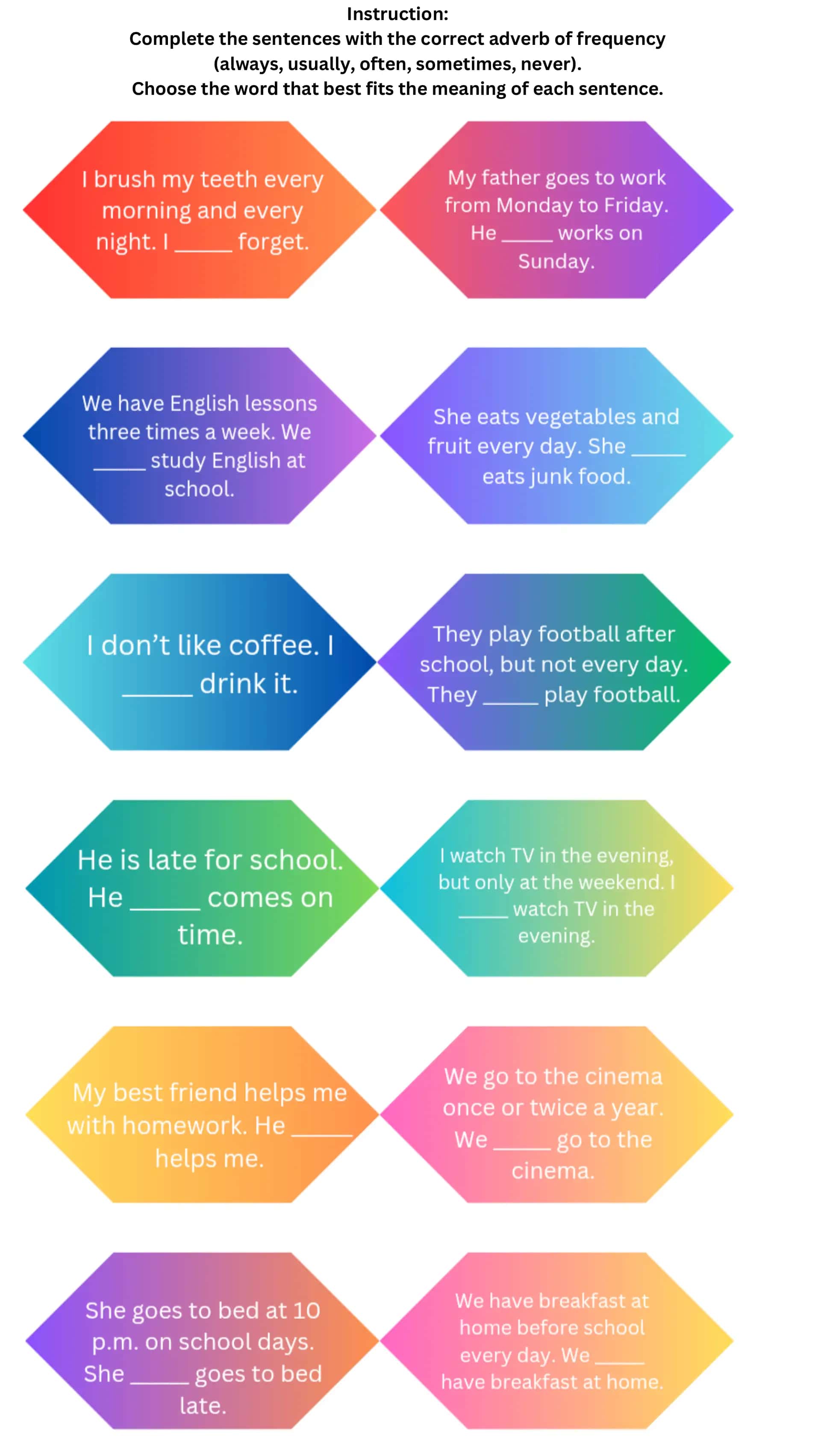 Adverb of Frequency Exercise