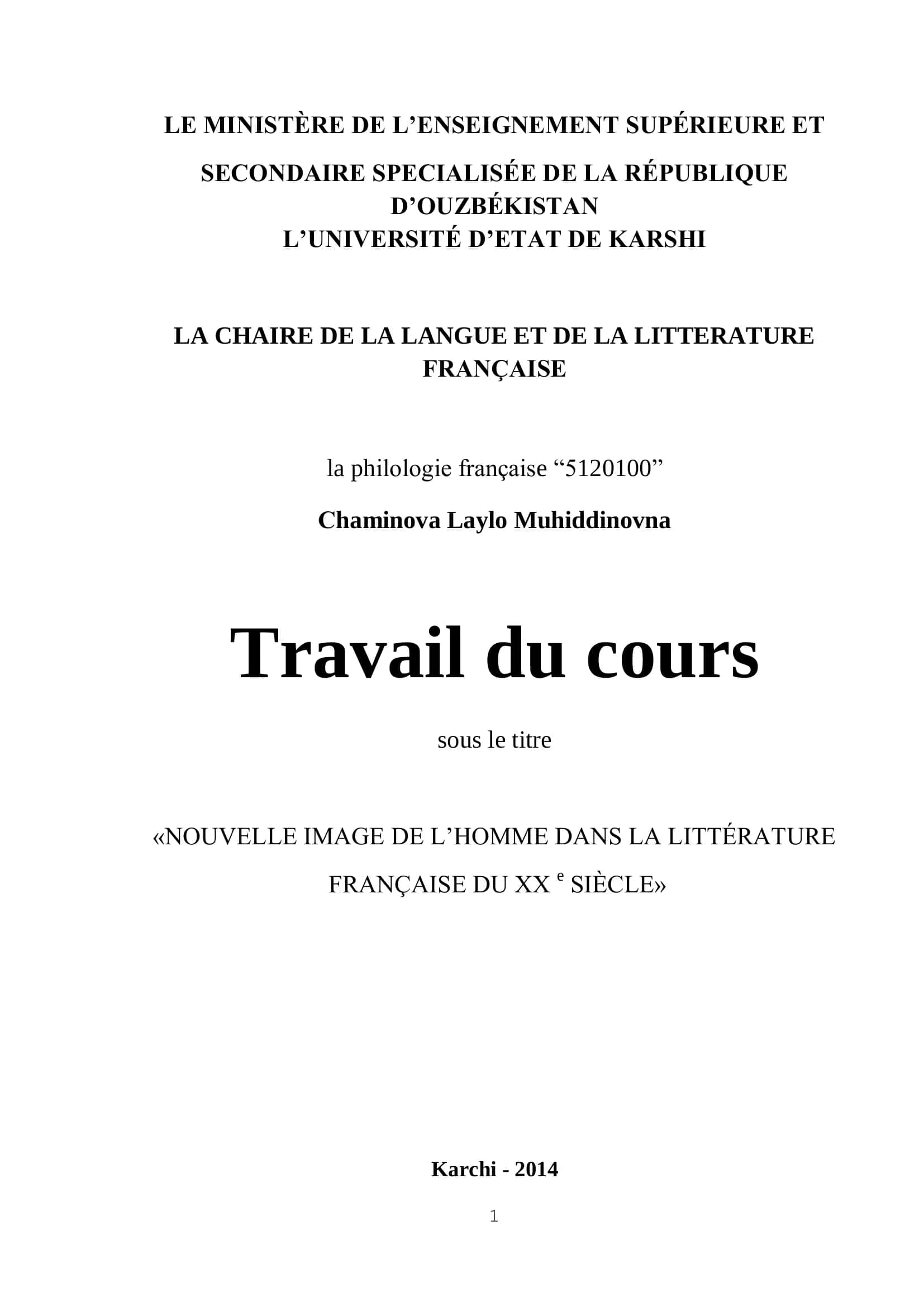 NOUVELLE IMAGE DE L’HOMME DANS LA LITTÉRATURE