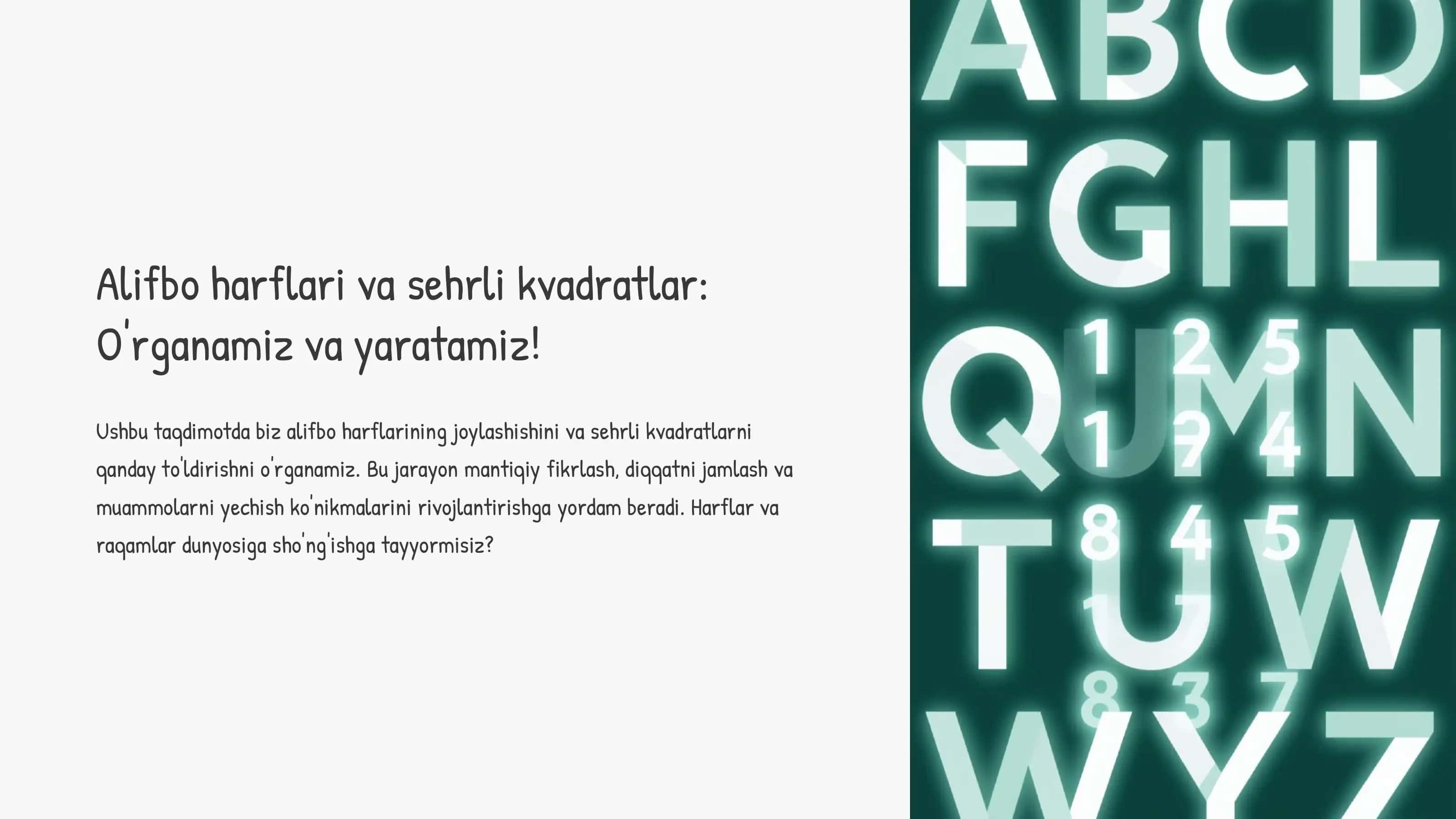 Alifbo harflari va sehrli kvadratlar