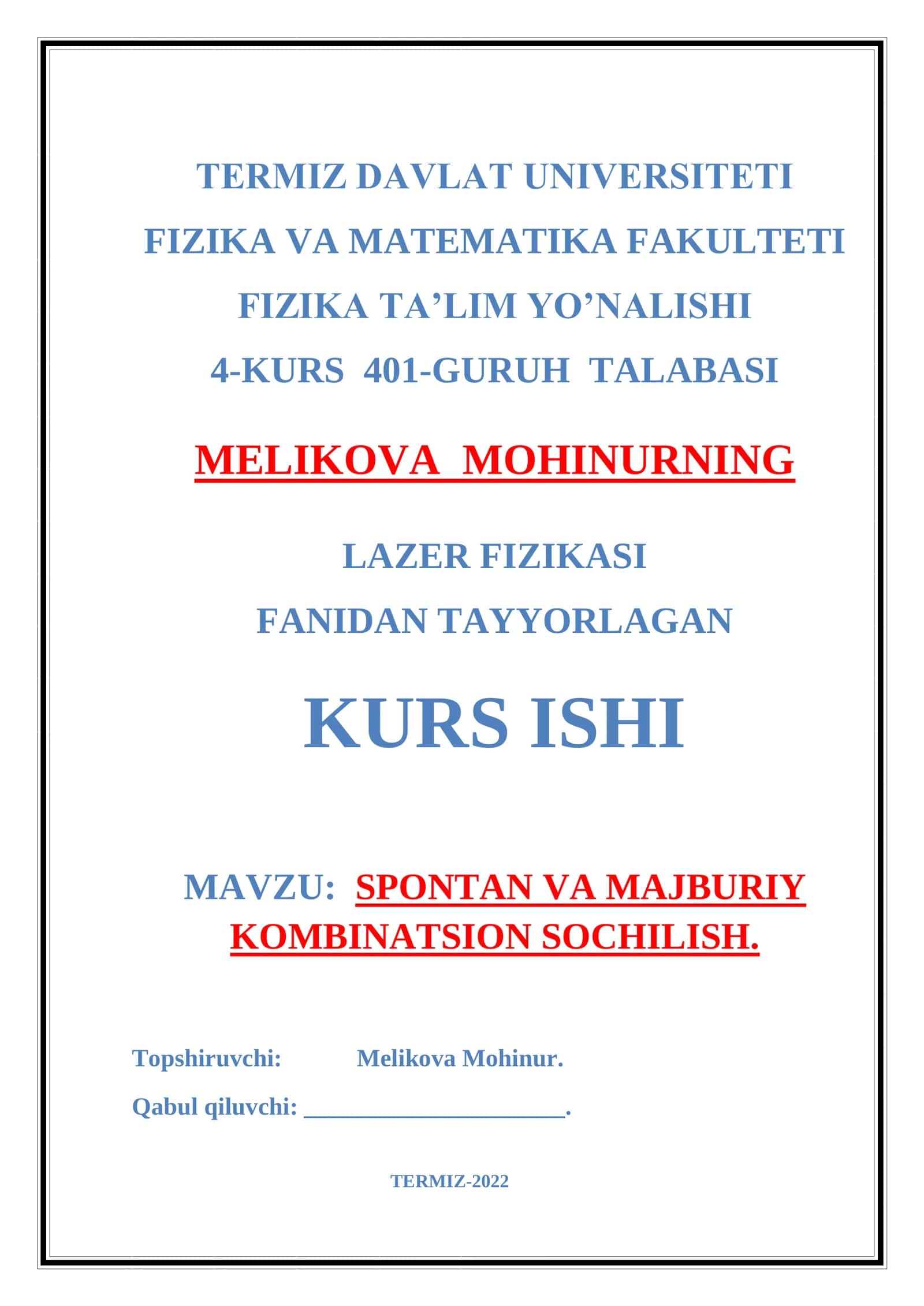 SPONTAN VA MAJBURIY KOMBINATSION SOCHILISH