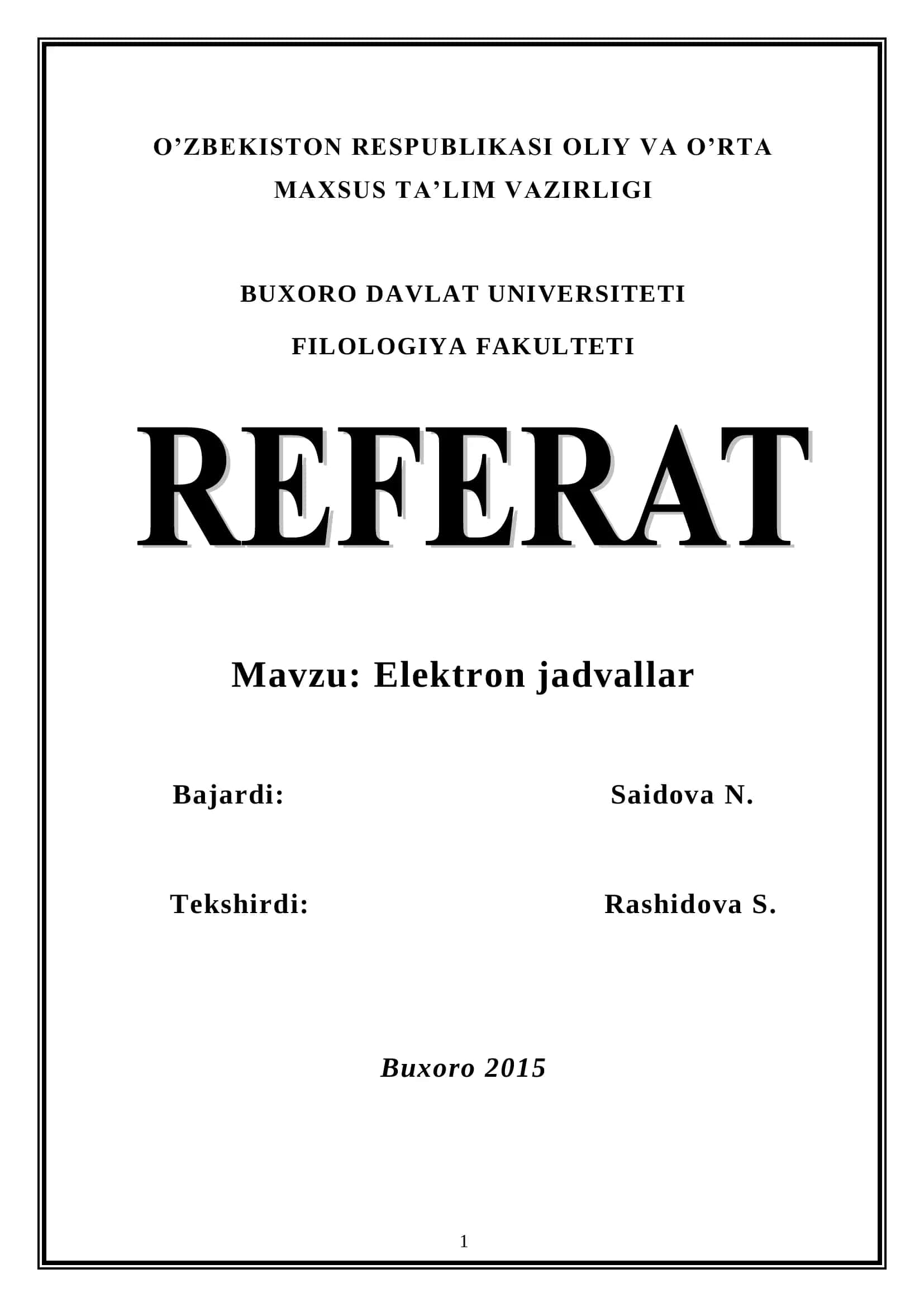 Elektron jadvallar