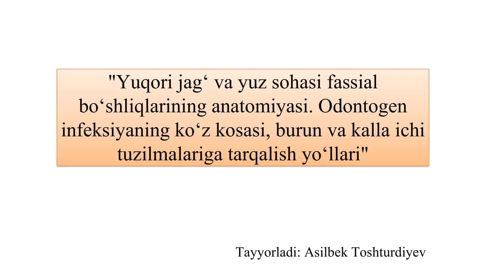 Yuqori jag‘ va yuz sohasi fassial bo‘shliqlarining anatomiyasi