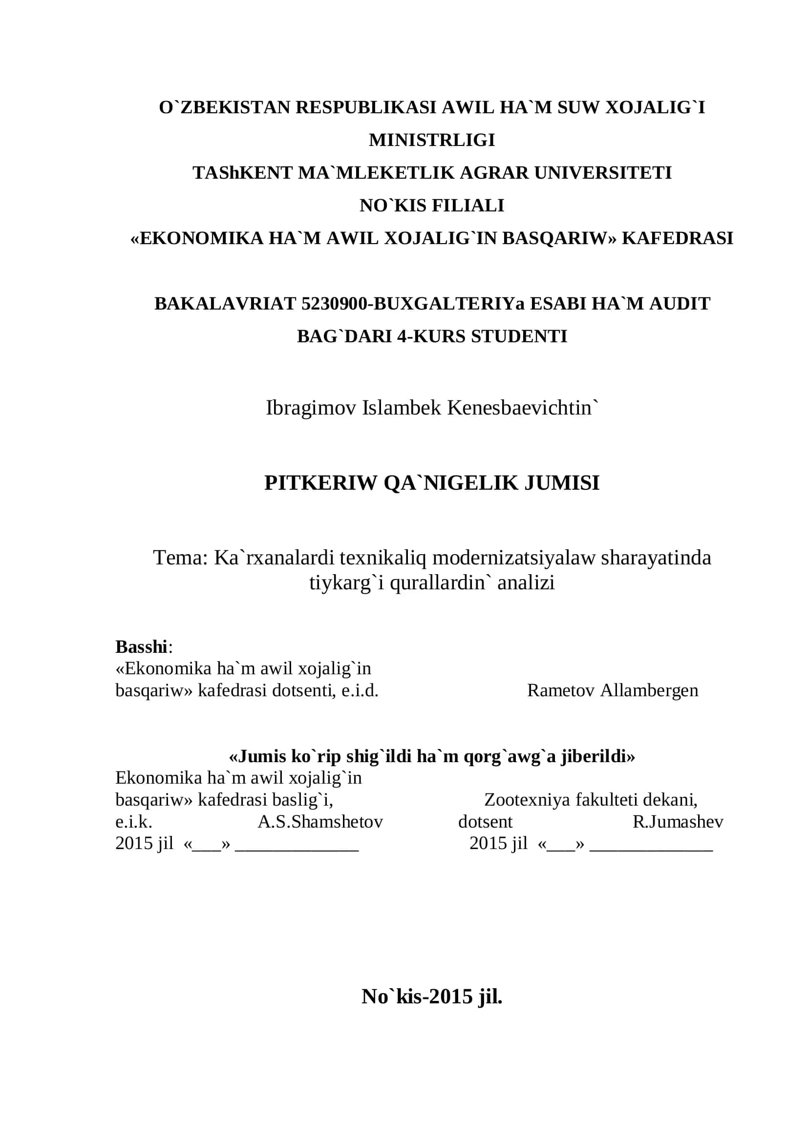 PITKERIW QA`NIGELIK JUMISI