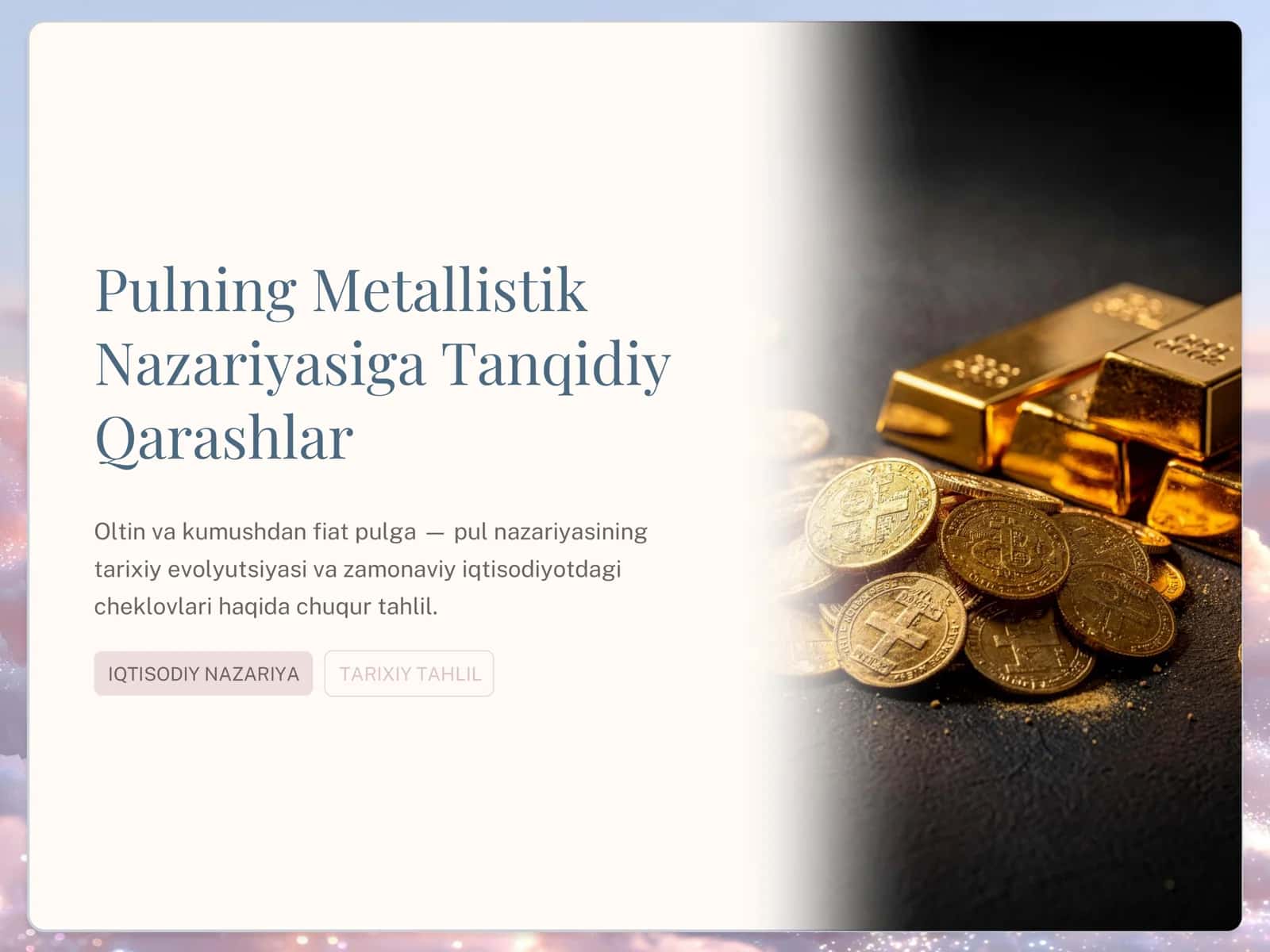Pulning Metallistik Nazariyasiga Tanqidiy Qarashlar