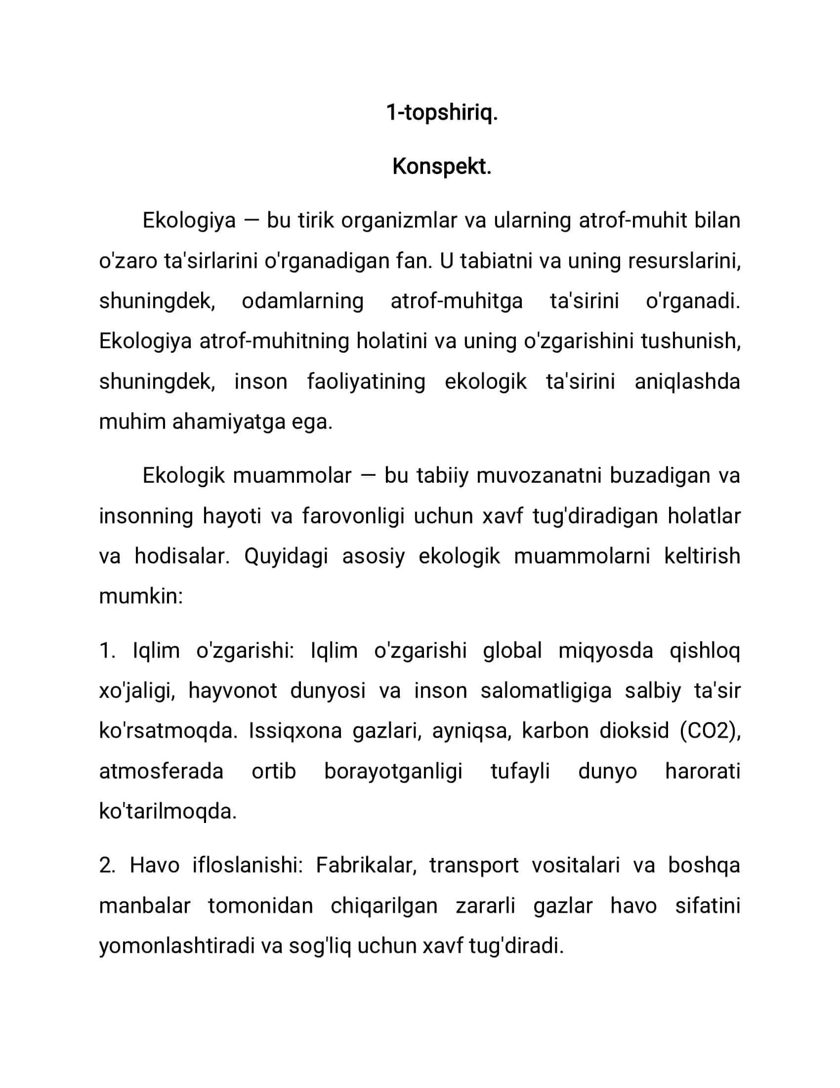 Ekologiya