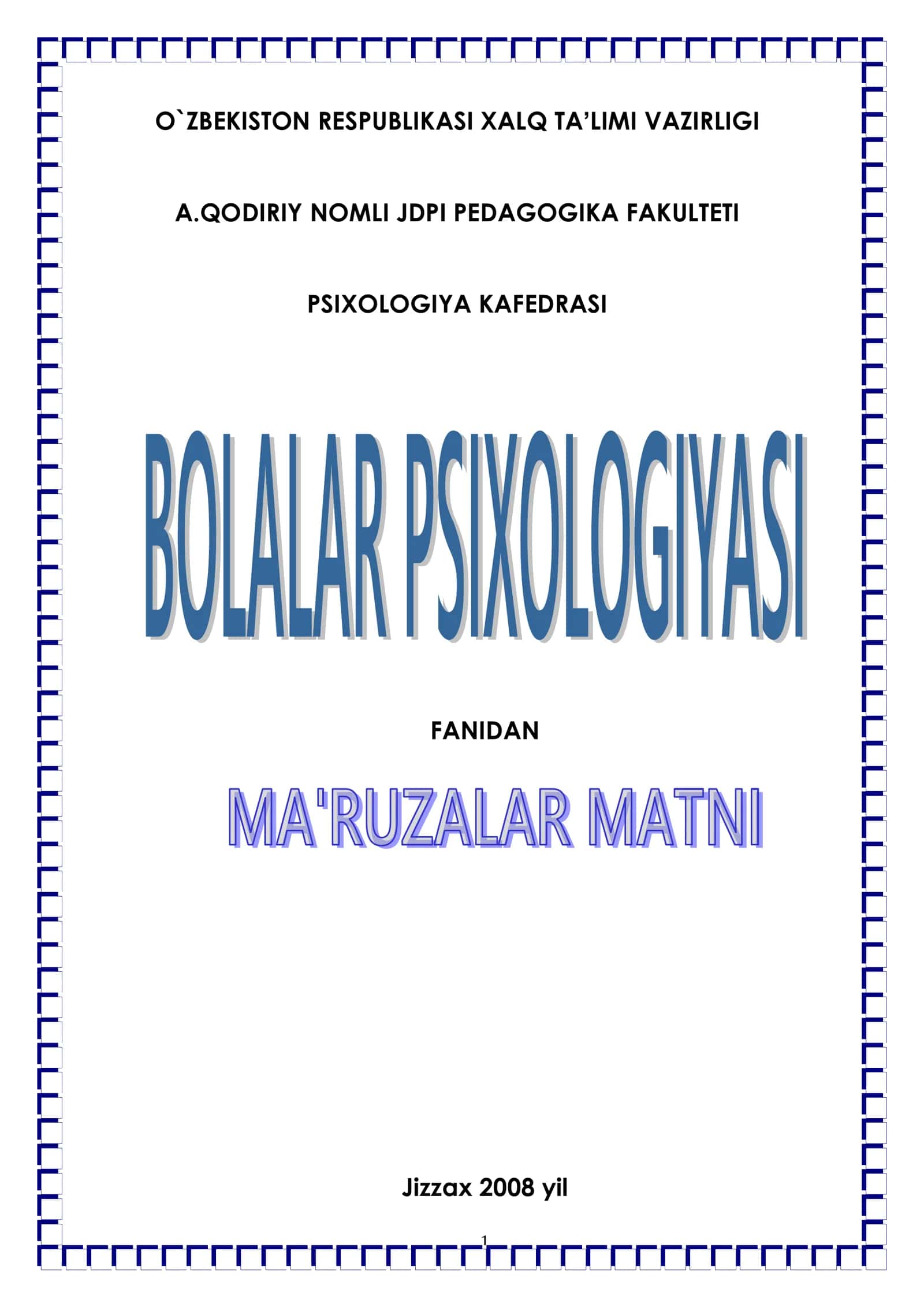 Bolalar psixologiyasi