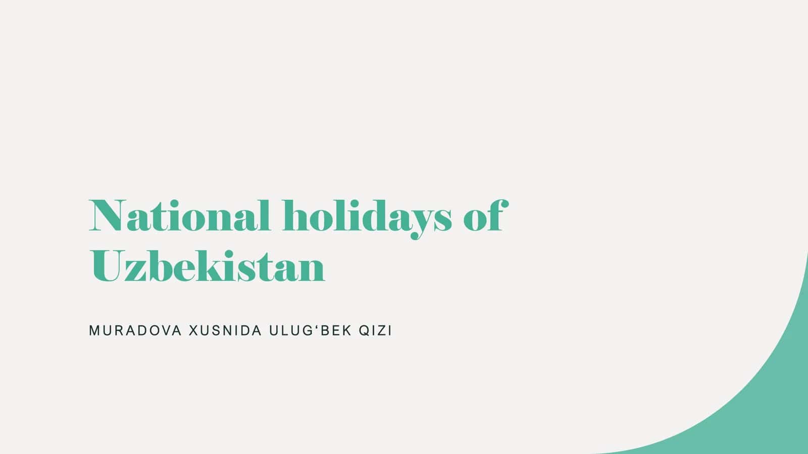 National holidays of Uzbekistan