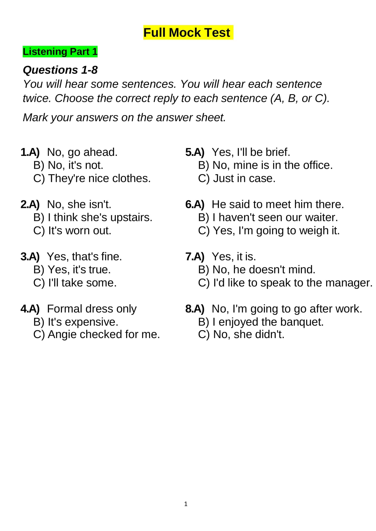 Full Mock Test