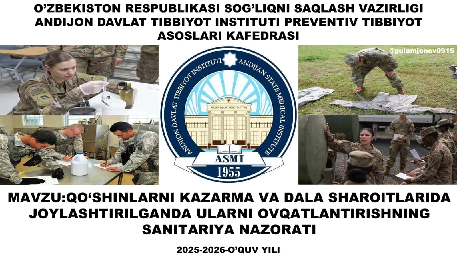 QO‘SHINLARNI KAZARMA VA DALA SHAROITLARIDA JOYLASHTIRILGANDA ULARNI OVQATLANTIRISHNING SANITARIYA NAZORATI