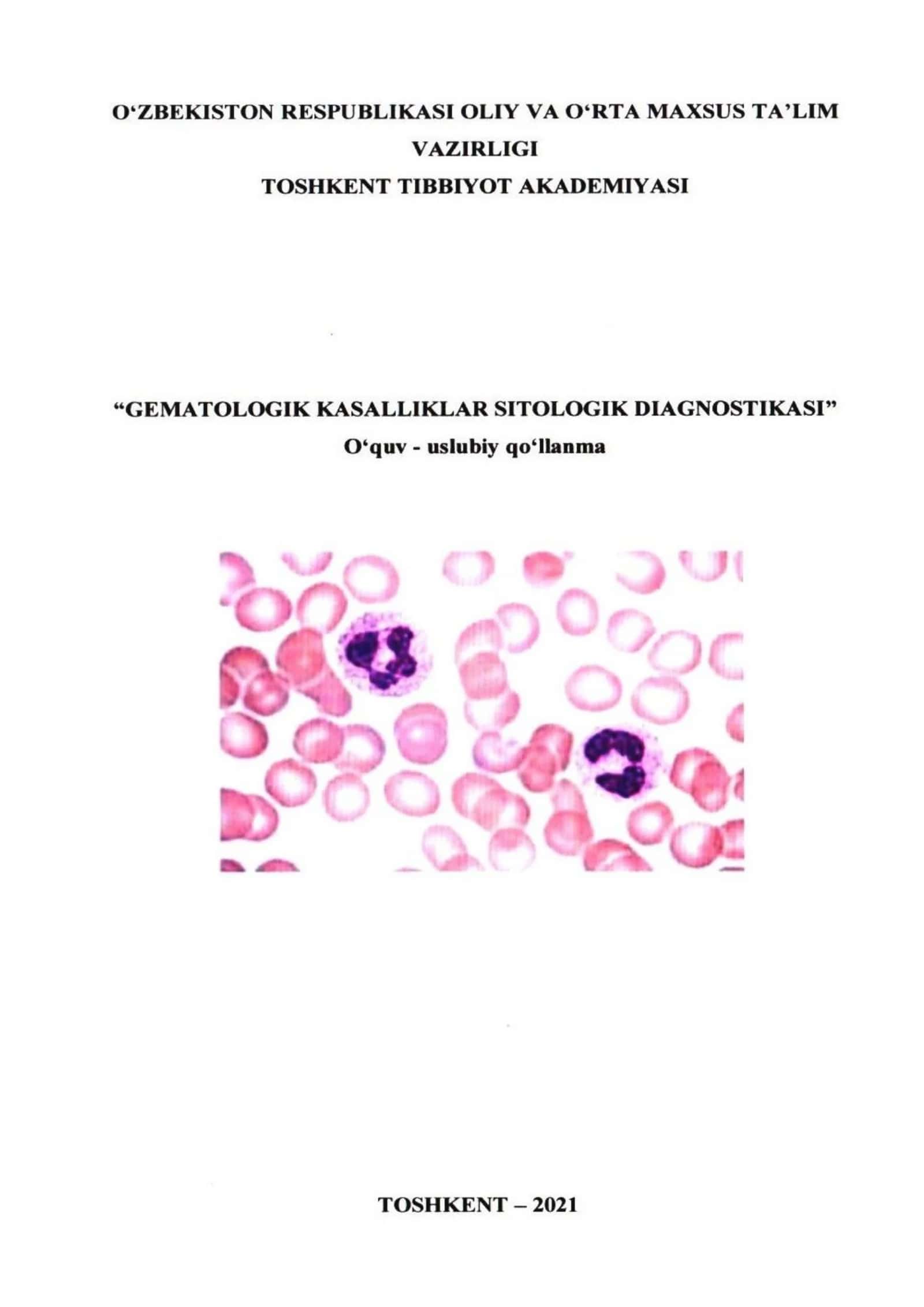 Gematologiya, transfuziologiya va labaratoriya ishi