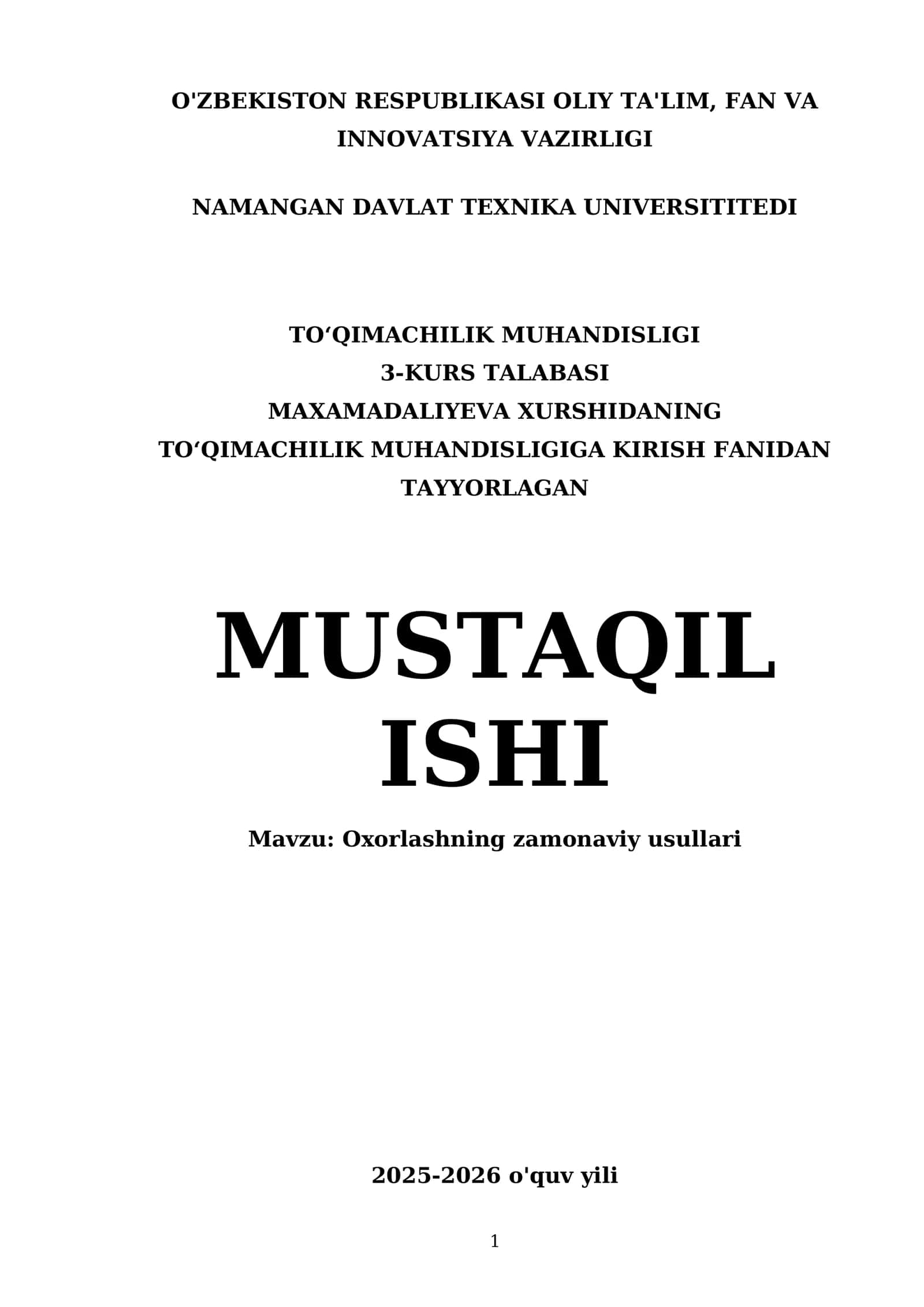 Oxorlashning zamonaviy usullari