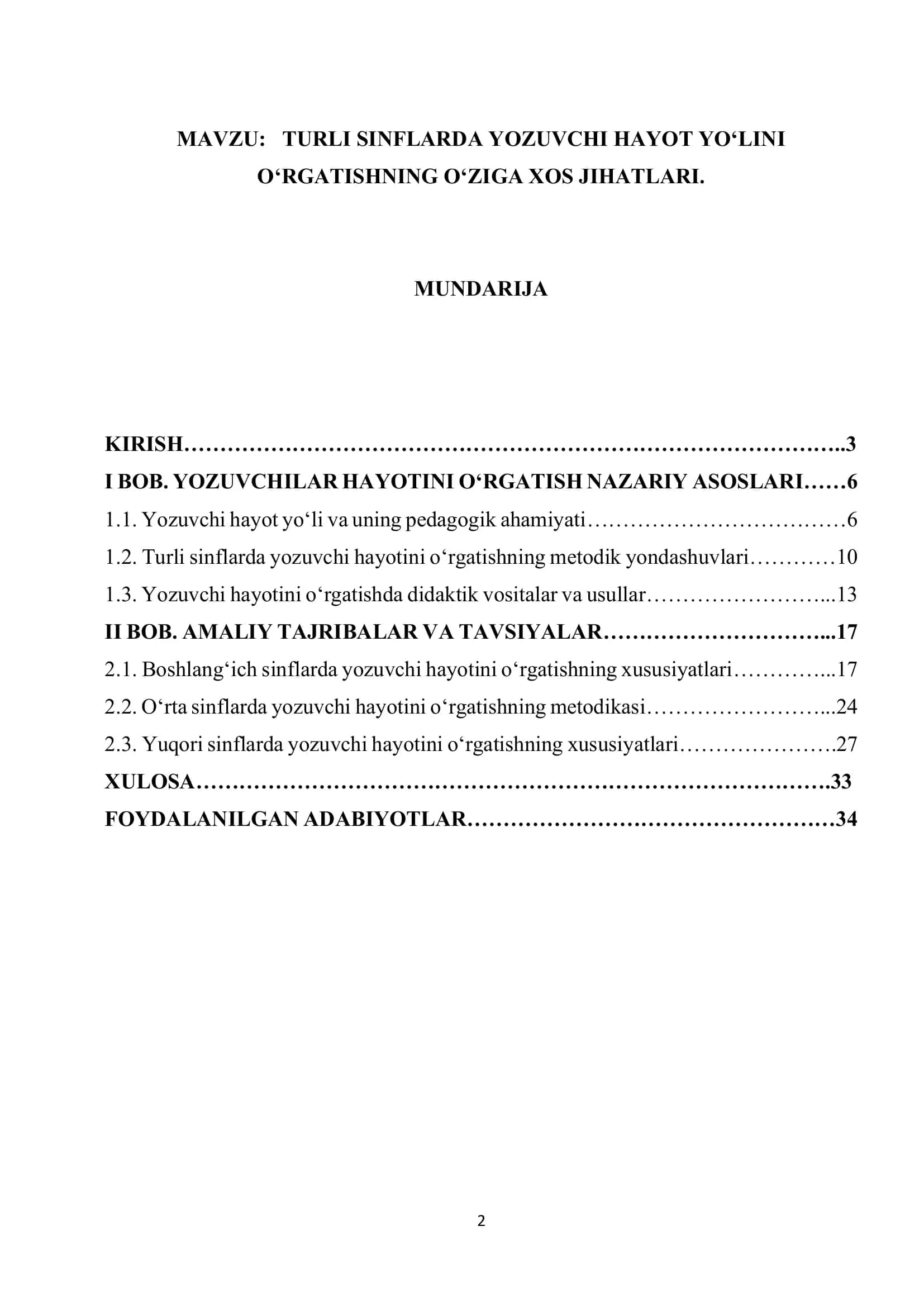 TURLI SINFLARDA YOZUVCHI HAYOT YO‘LINI O‘RGATISHNING O‘ZIGA XOS JIHATLARI