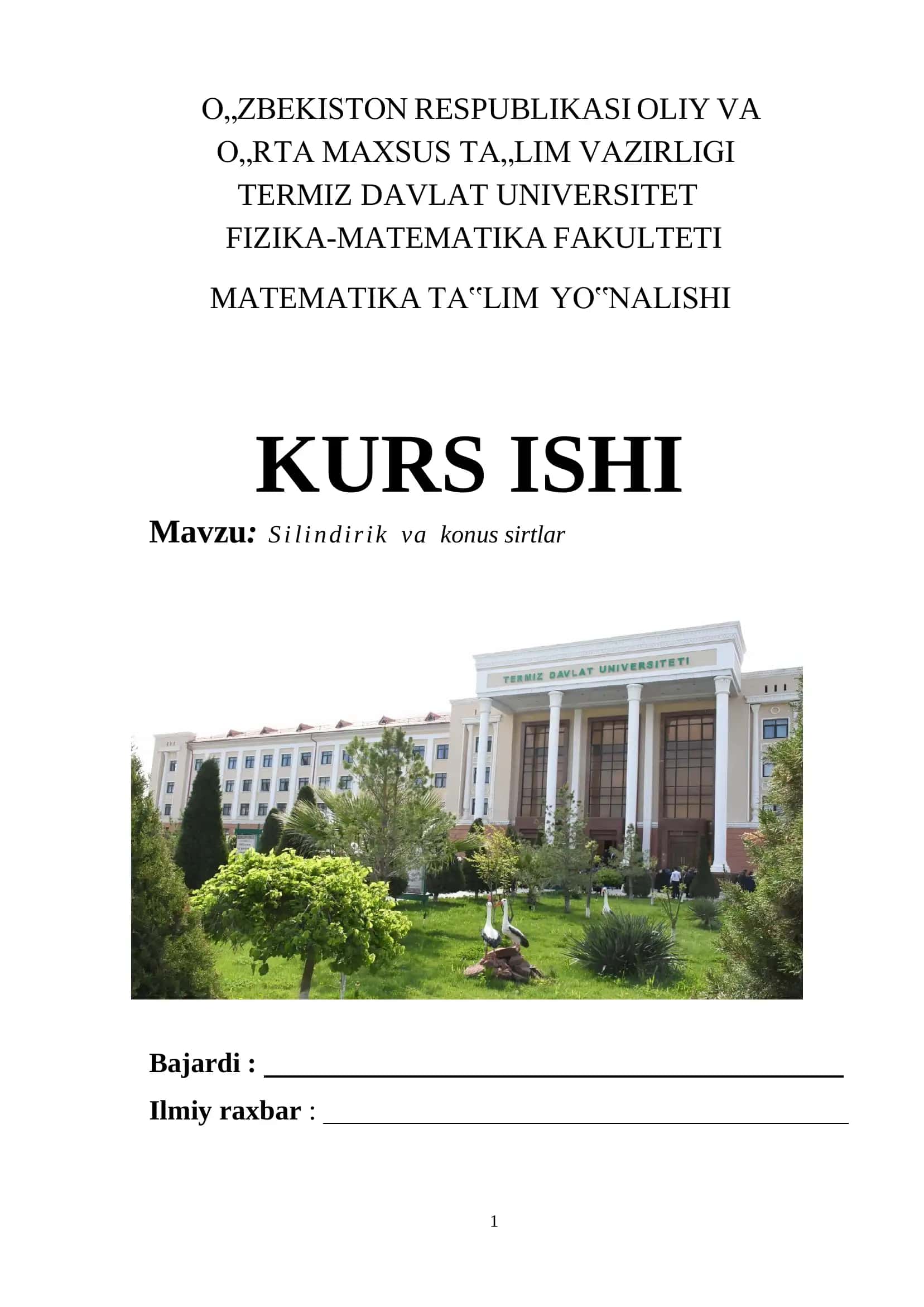 S i l i ndirik va konus sirtlar