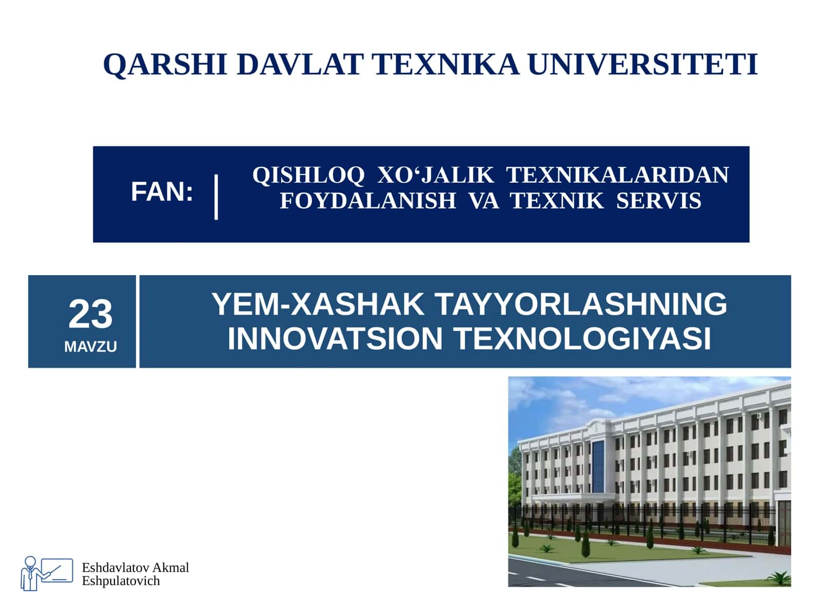 YEM-XASHAK TAYYORLASHNING INNOVATSION TEXNOLOGIYASI