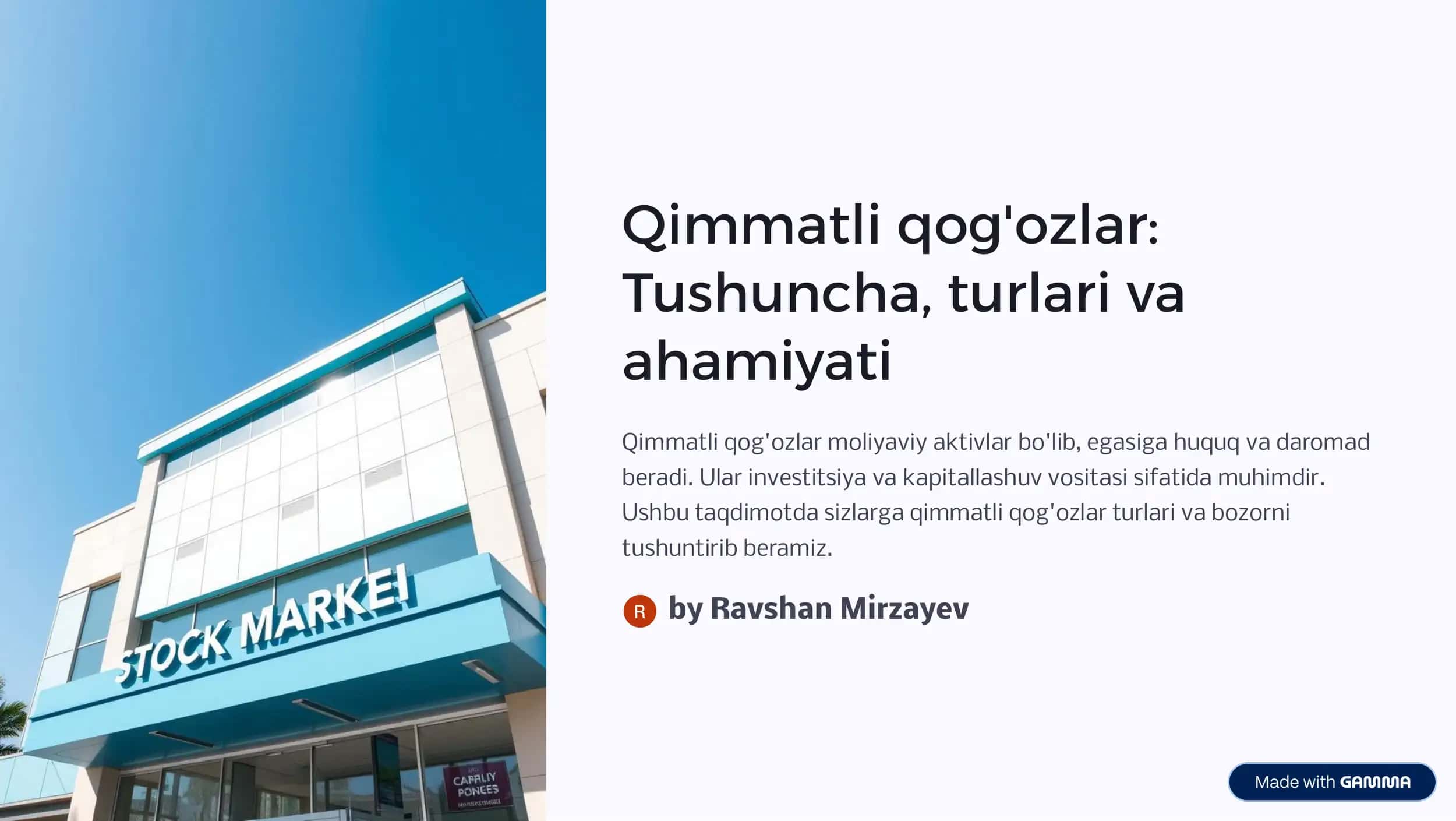 Qimmatli qog'ozlar