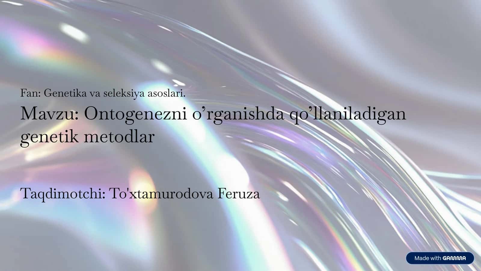 Ontogenezni o'rganishda qo'llaniladigan genetik metodlar