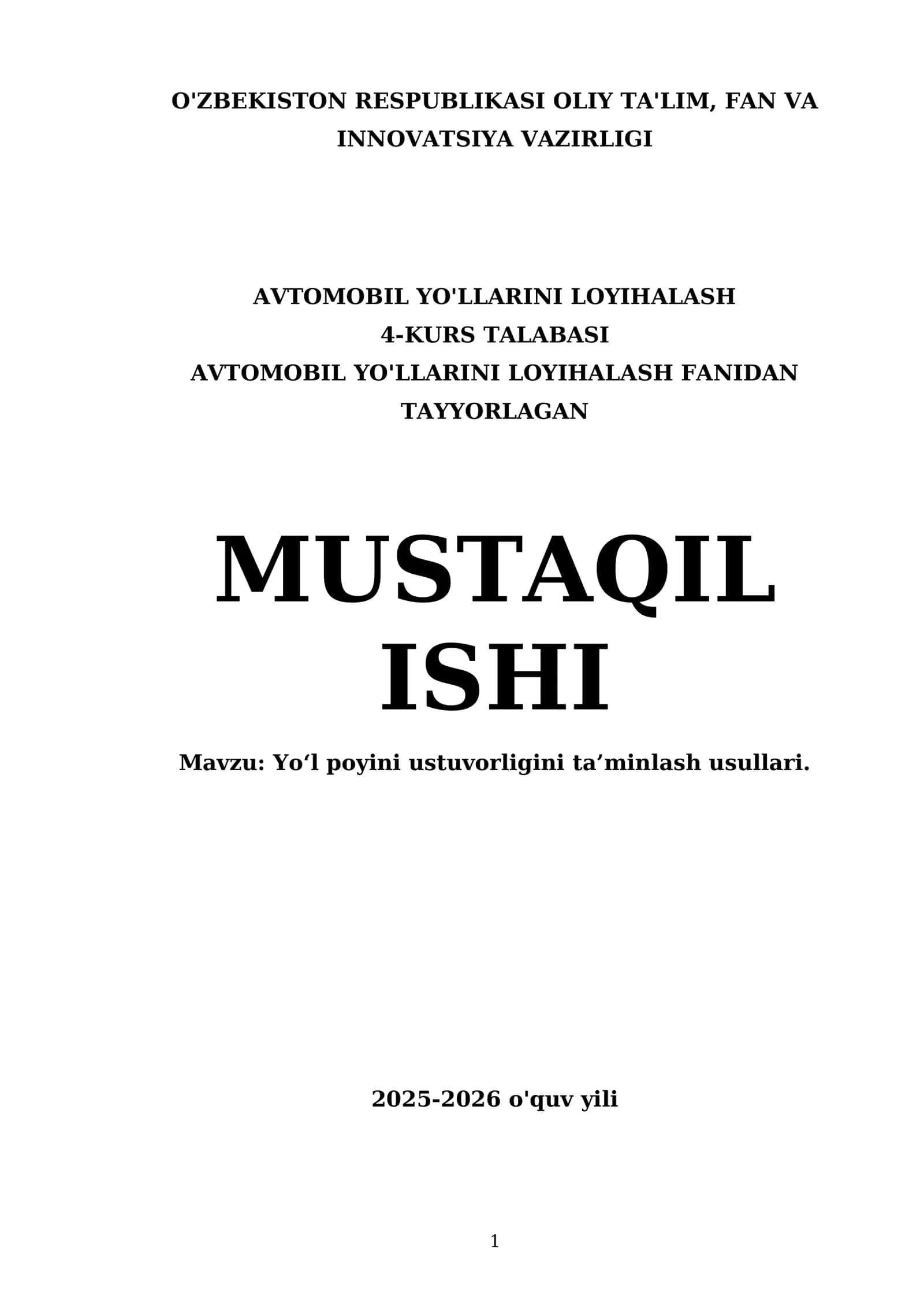 Yo‘l poyini ustuvorligini ta’minlash usullari