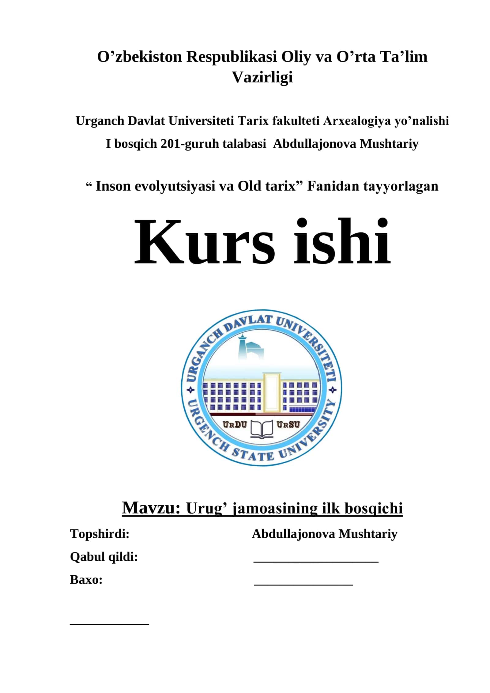 Inson evolyutsiyasi va Old tarix