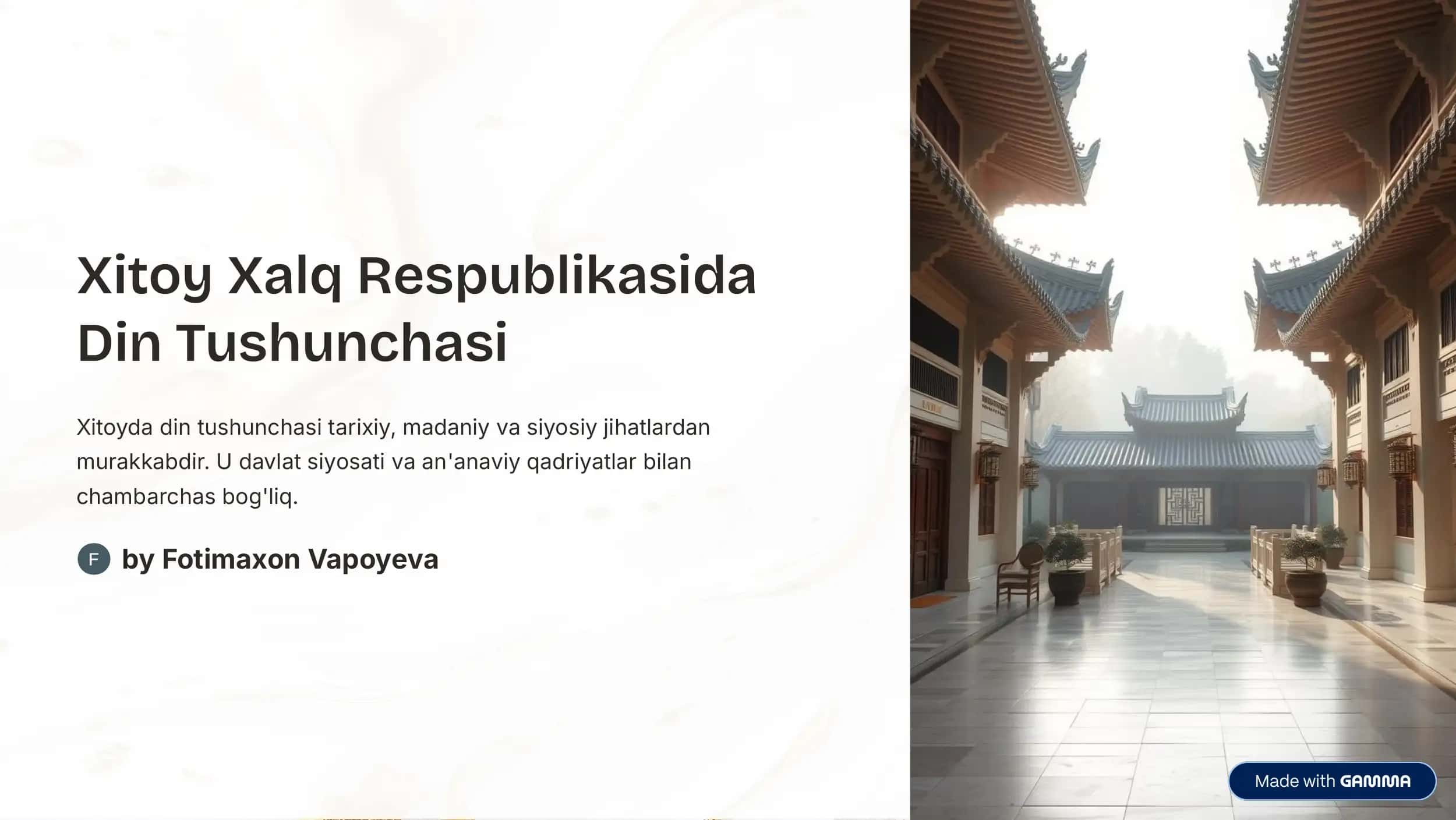 Xitoy Xalq Respublikasida Din Tushunchasi