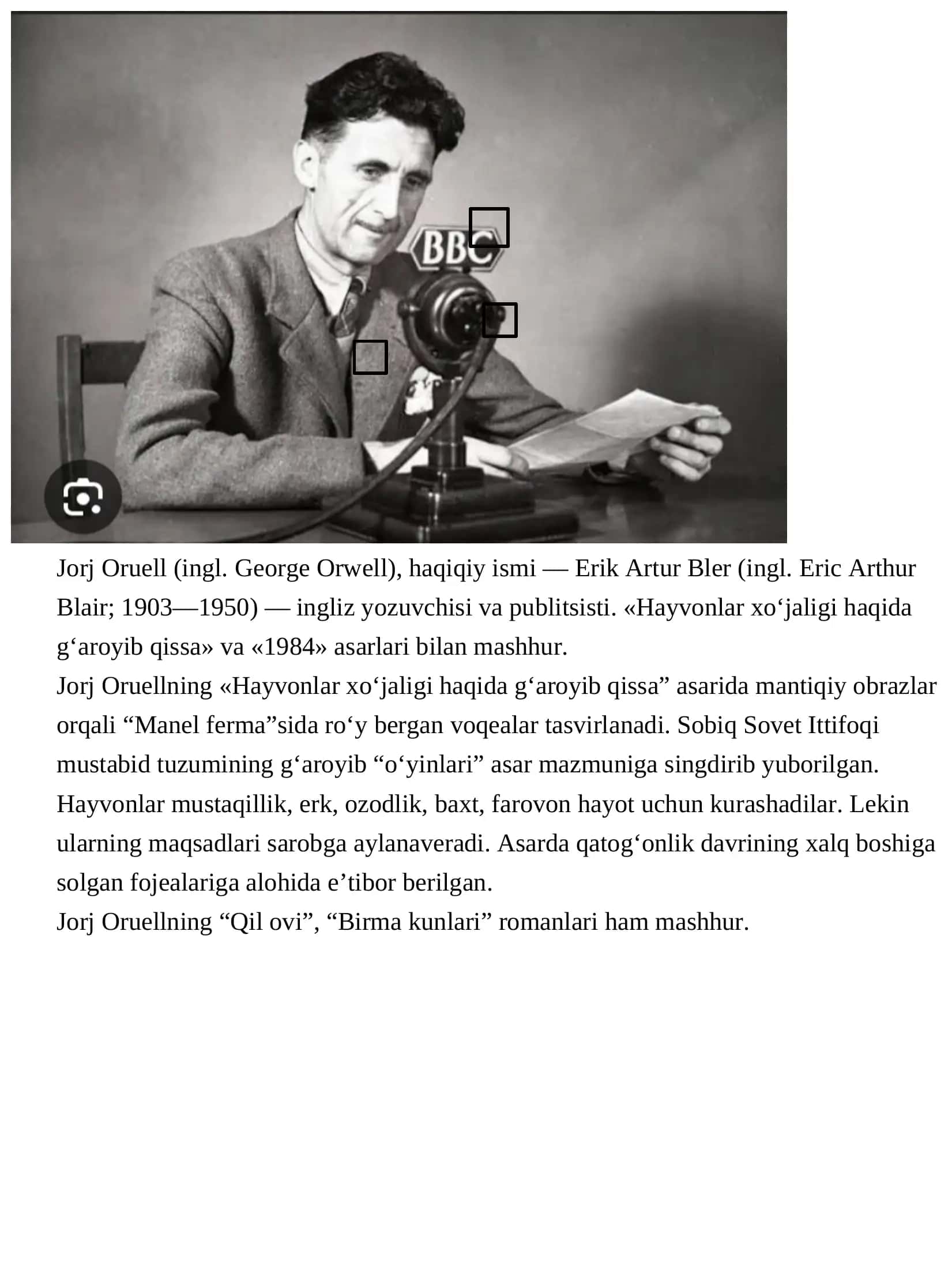 Jorj Oruellning "Hayvonlar xo‘jaligi haqida g‘aroyib qissa"