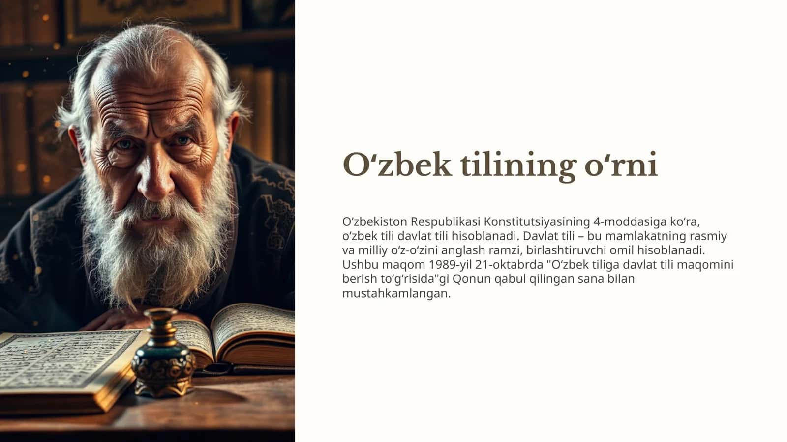 O zbek tilining o rni