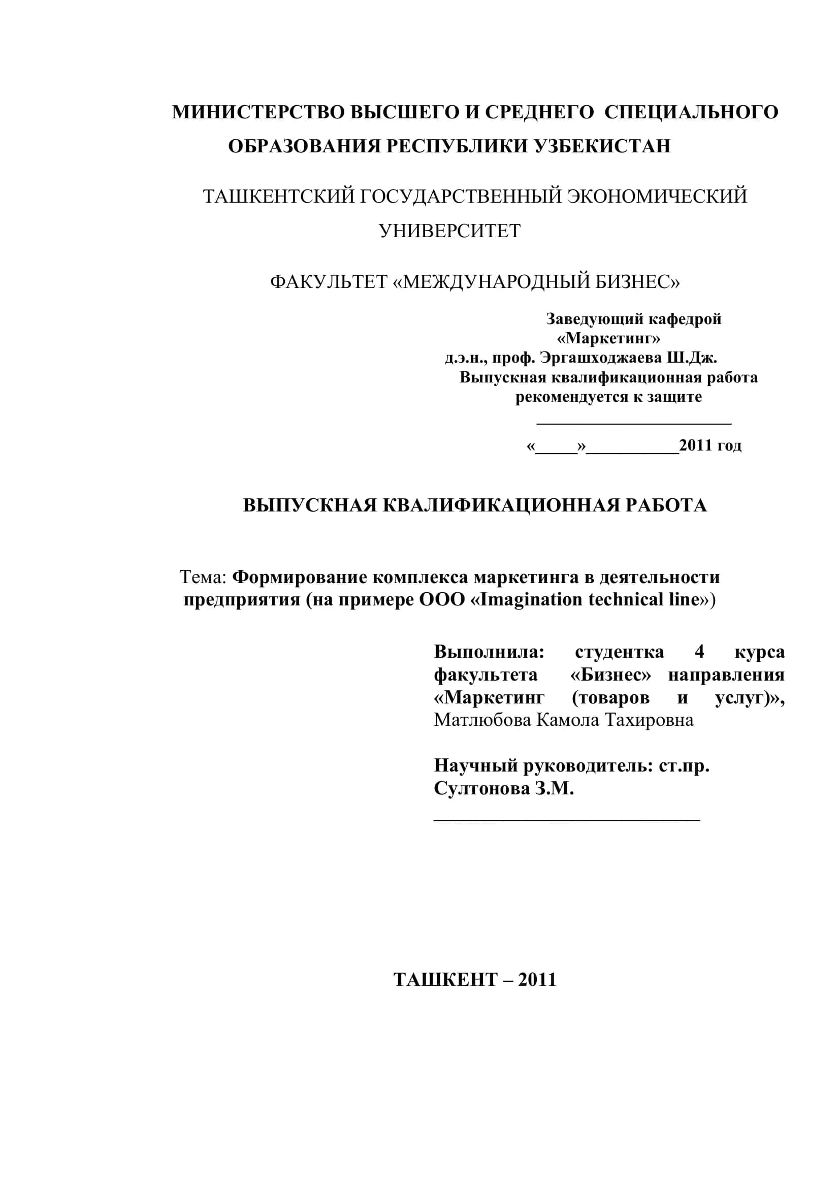 Выпускная квалификационная работа
