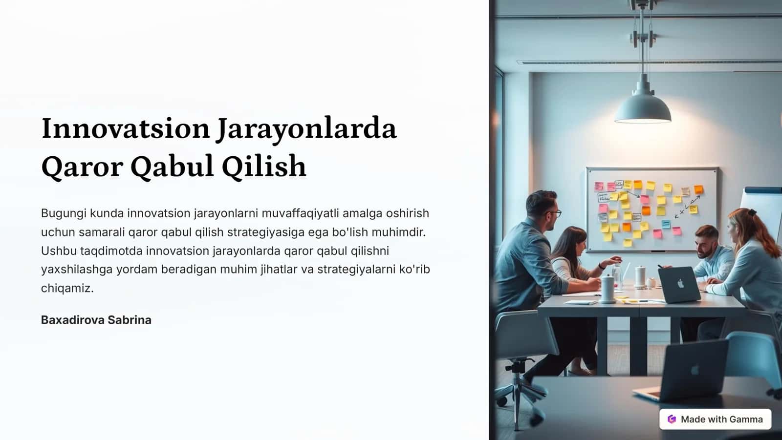 Innovatsion Jarayonlarda Qaror Qabul Qilish