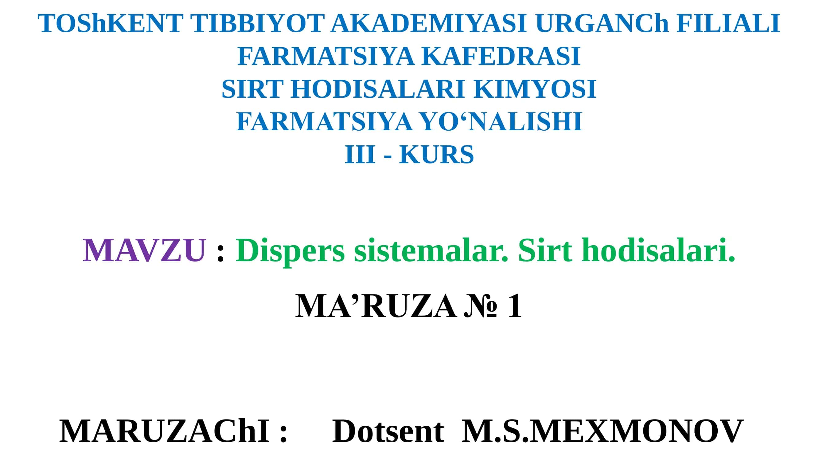 sirt hodisalar kimyosiga kirish