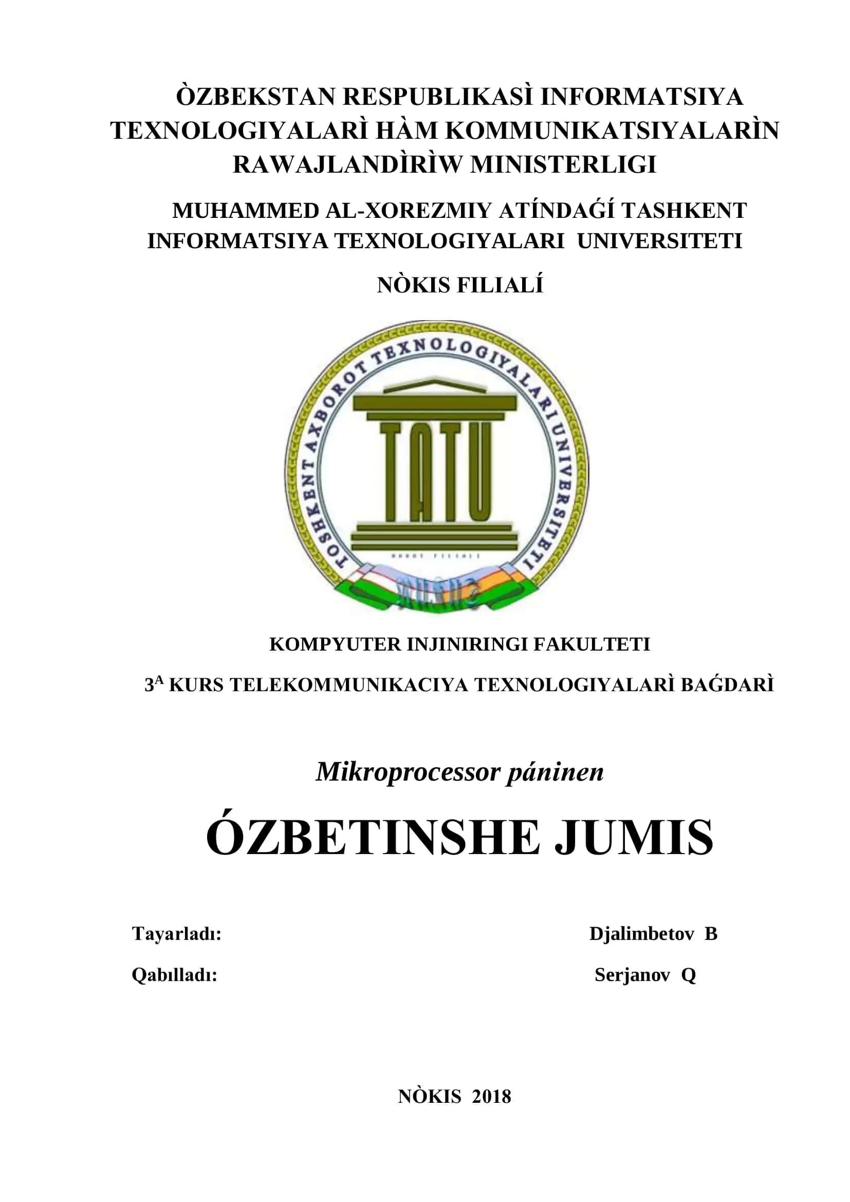 Kompyuter injiniringi fakulteti 3A kurs teləkommunikasiya texnologiyalari baǵdarì
