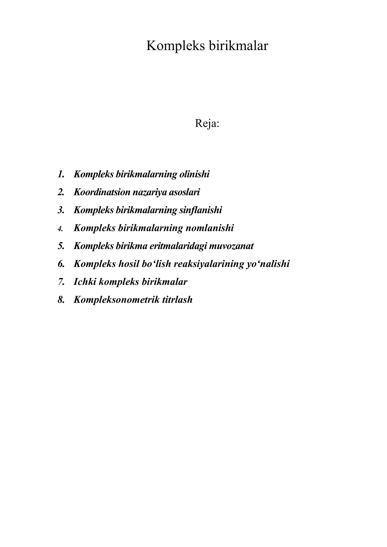 Kompleks birikmalar