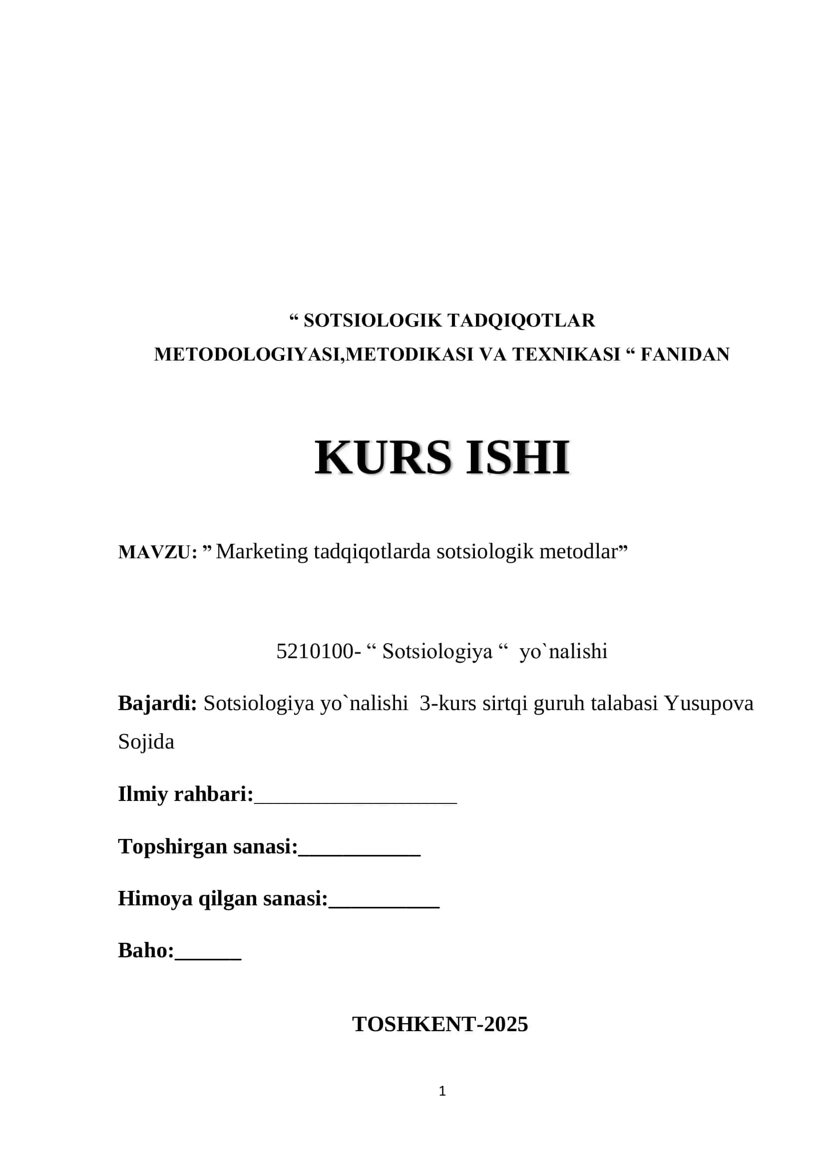 Marketing tadqiqotlarda sotsiologik metodlar
