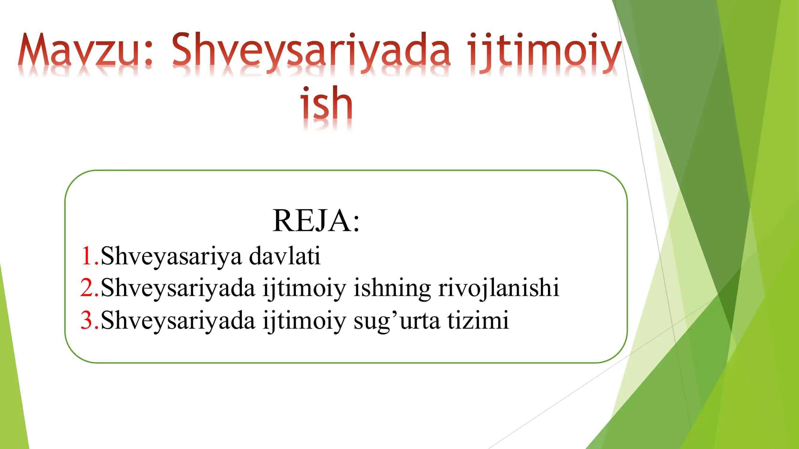 Shveysariyada ijtimoiy ish