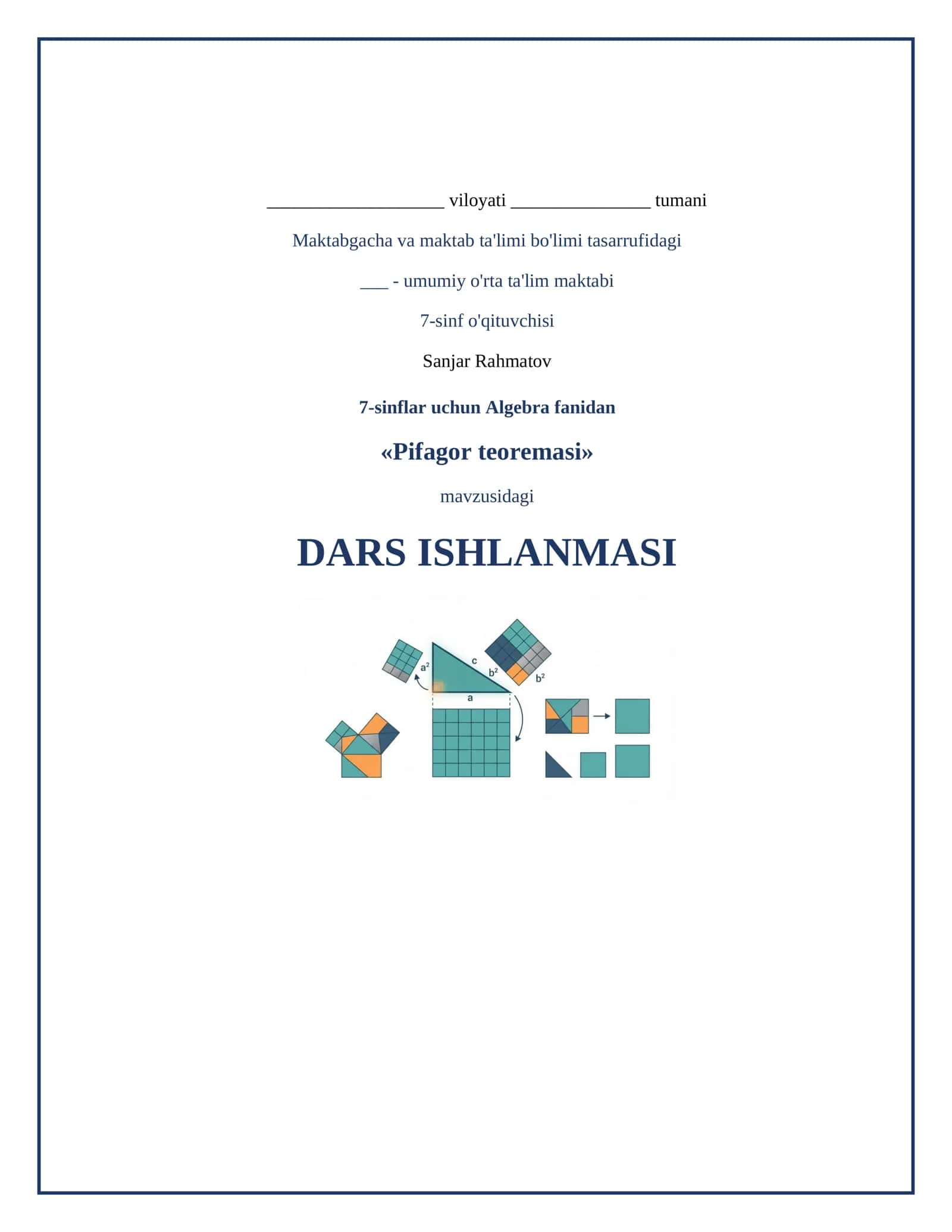 Pifagor teoremasi DARS ISHLANMASI
