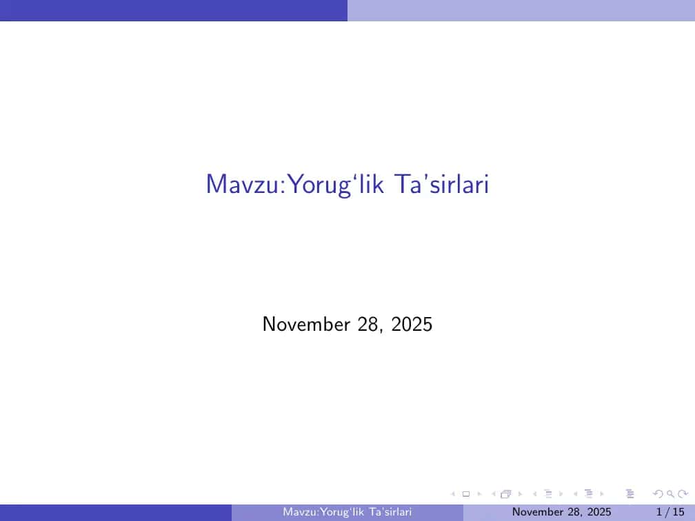 Yorug‘lik Ta’sirlari