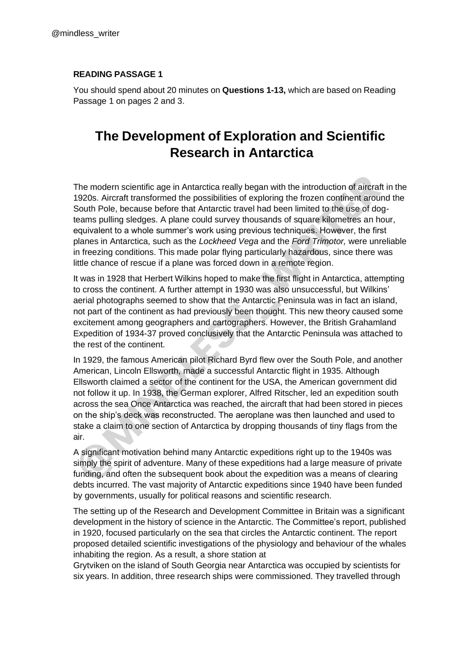 The Development of Exploration and Scientific Research in Antarctica