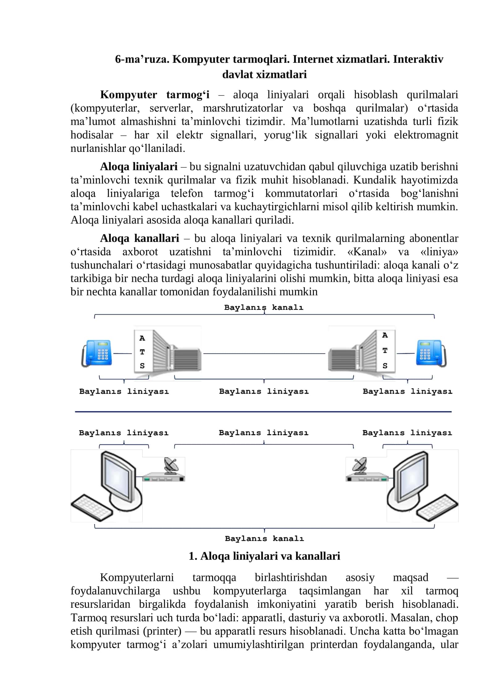 Kompyuter tarmoqlari va internet xizmatlari