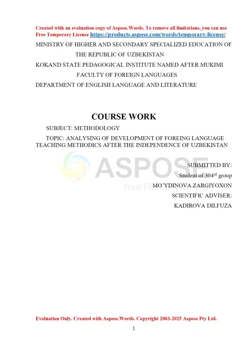 Analysing of Development of Foreign Language Teaching Methodics After the Independence of Uzbekistan