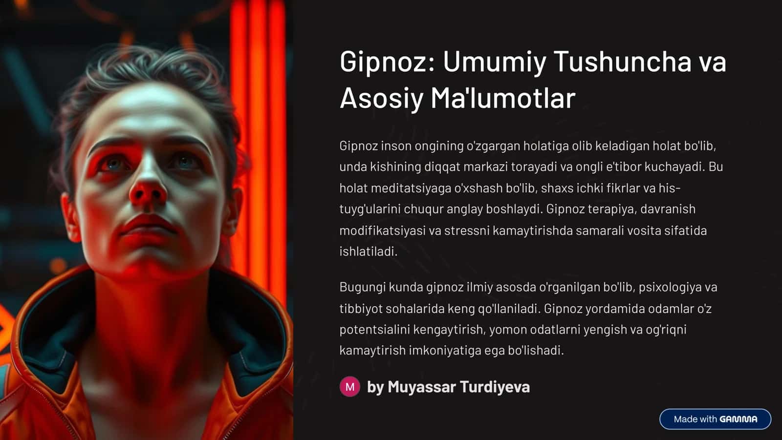 Gipnoz: Umumiy Tushuncha va Asosiy Ma'lumotlar