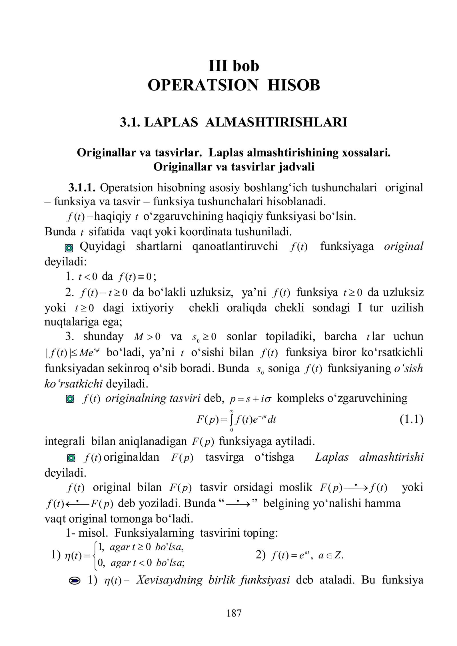 3.1. LAPLAS ALMASHTIRISHLARI