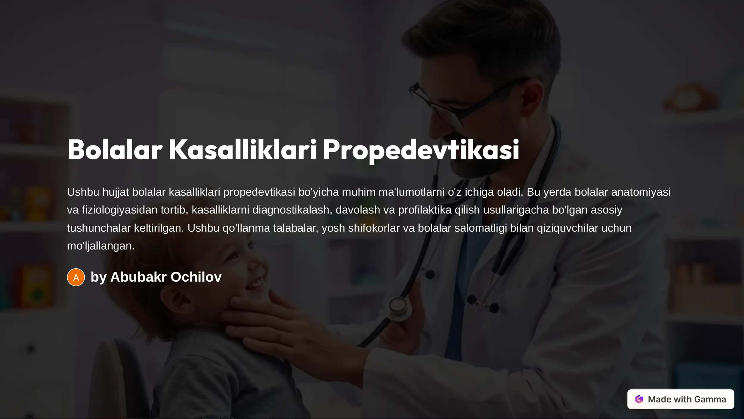 Bolalar Kasalliklari Propedevtikasi