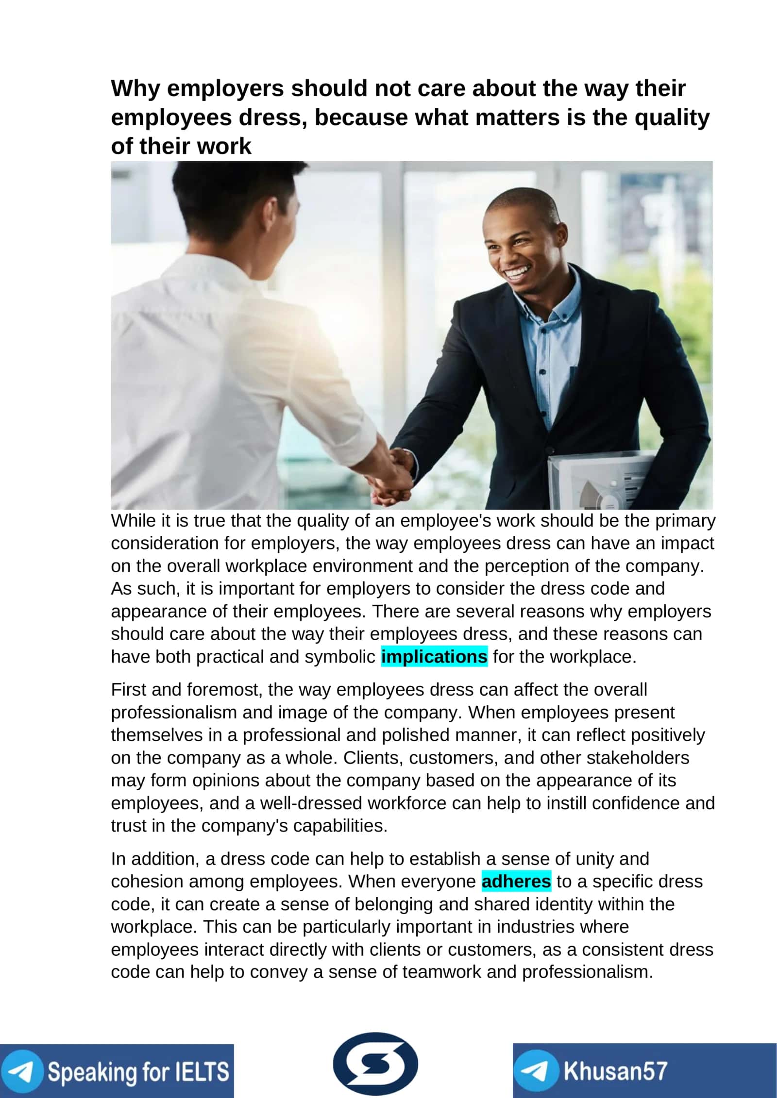 Why employers should not care about the way their employees dress