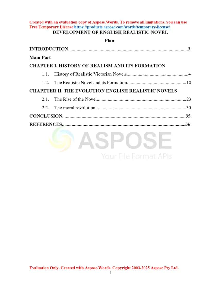 Development of English realistic novel