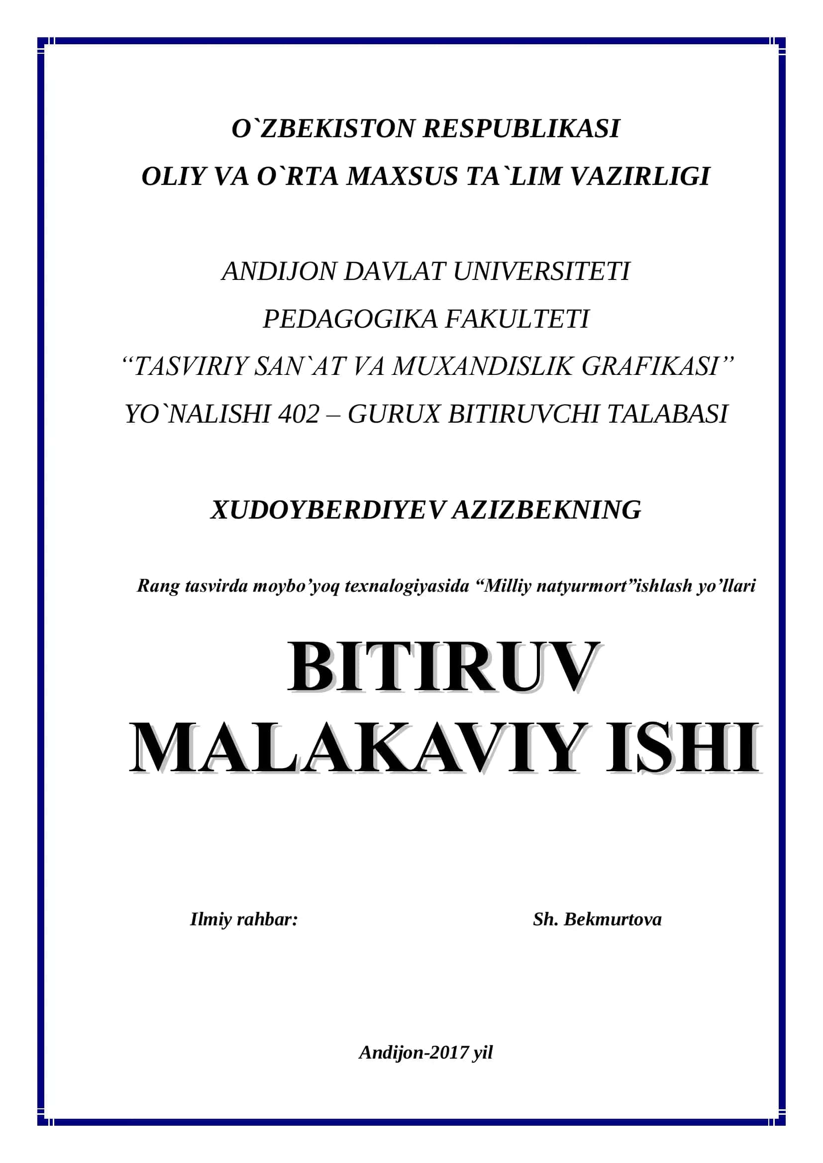 TASVIRIY SAN`AT VA MUXANDISLIK GRAFIKASI