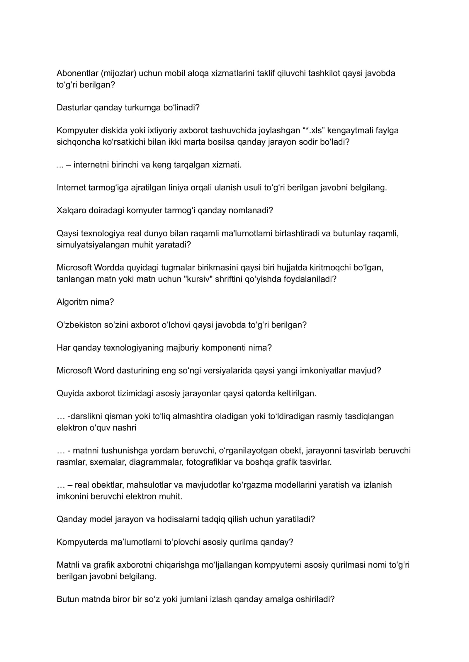 Internetni birinchi va keng tarqalgan xizmati