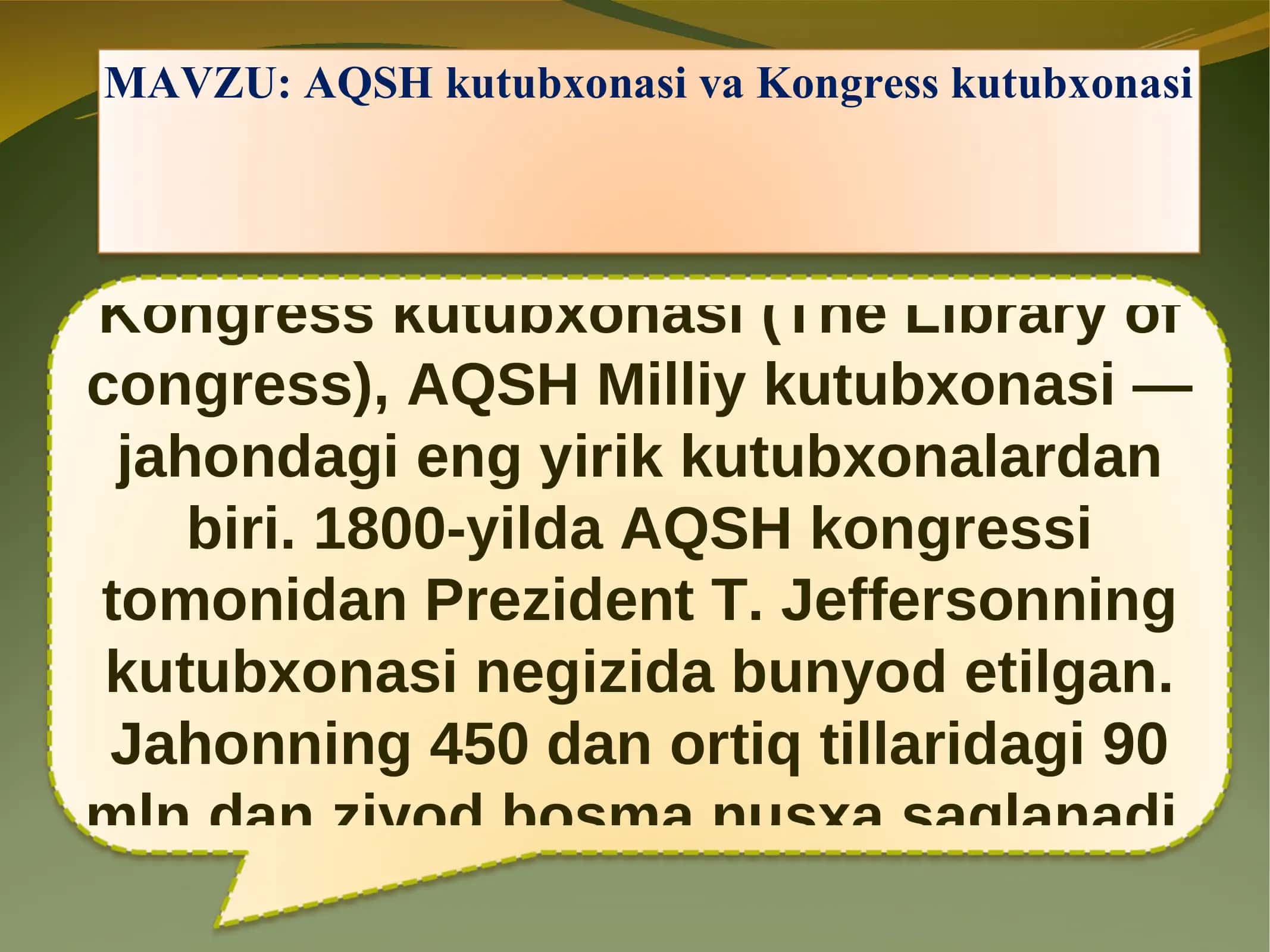 AQSh va Kongress kutubxonasi