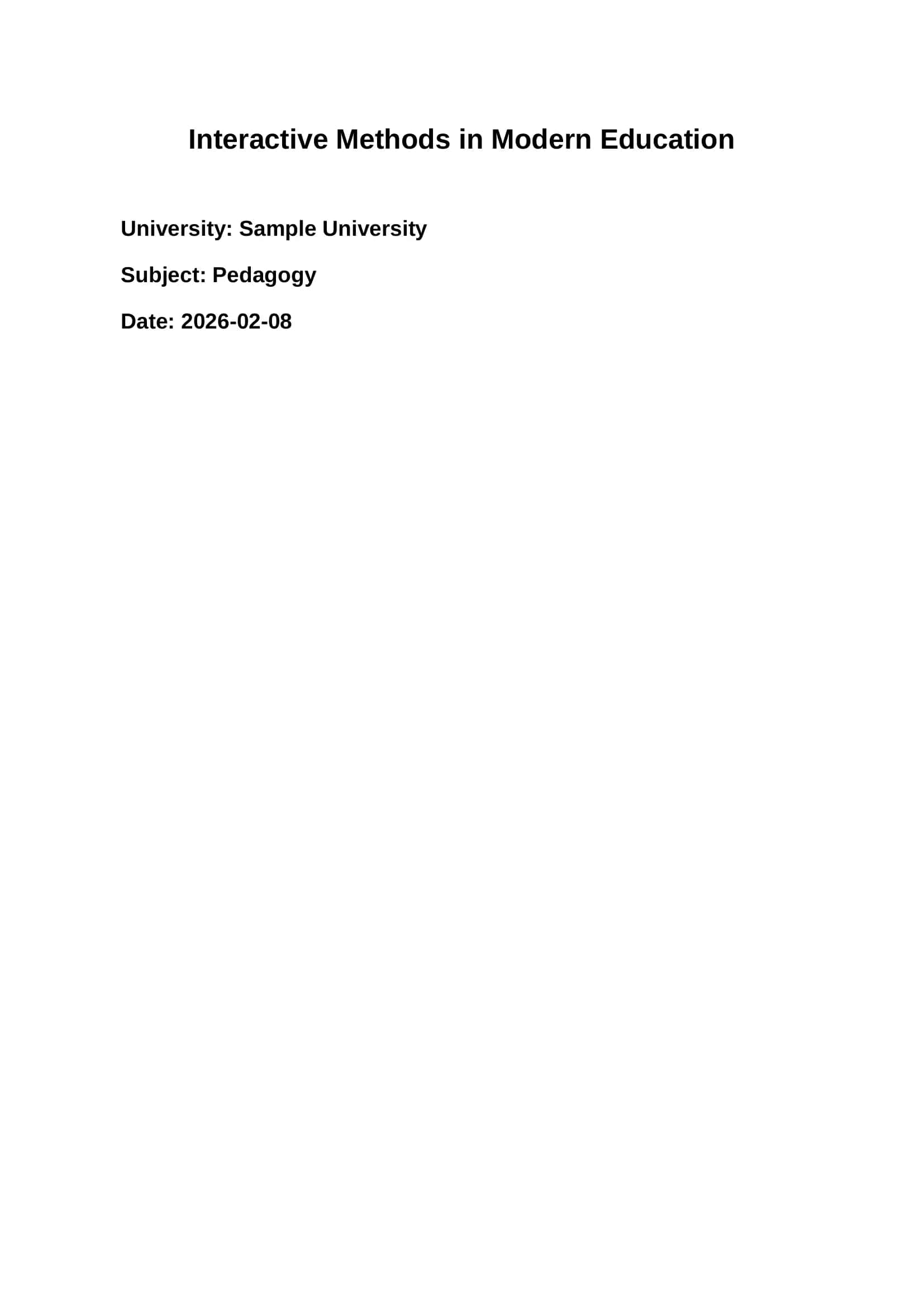 Interactive Methods in Modern Education