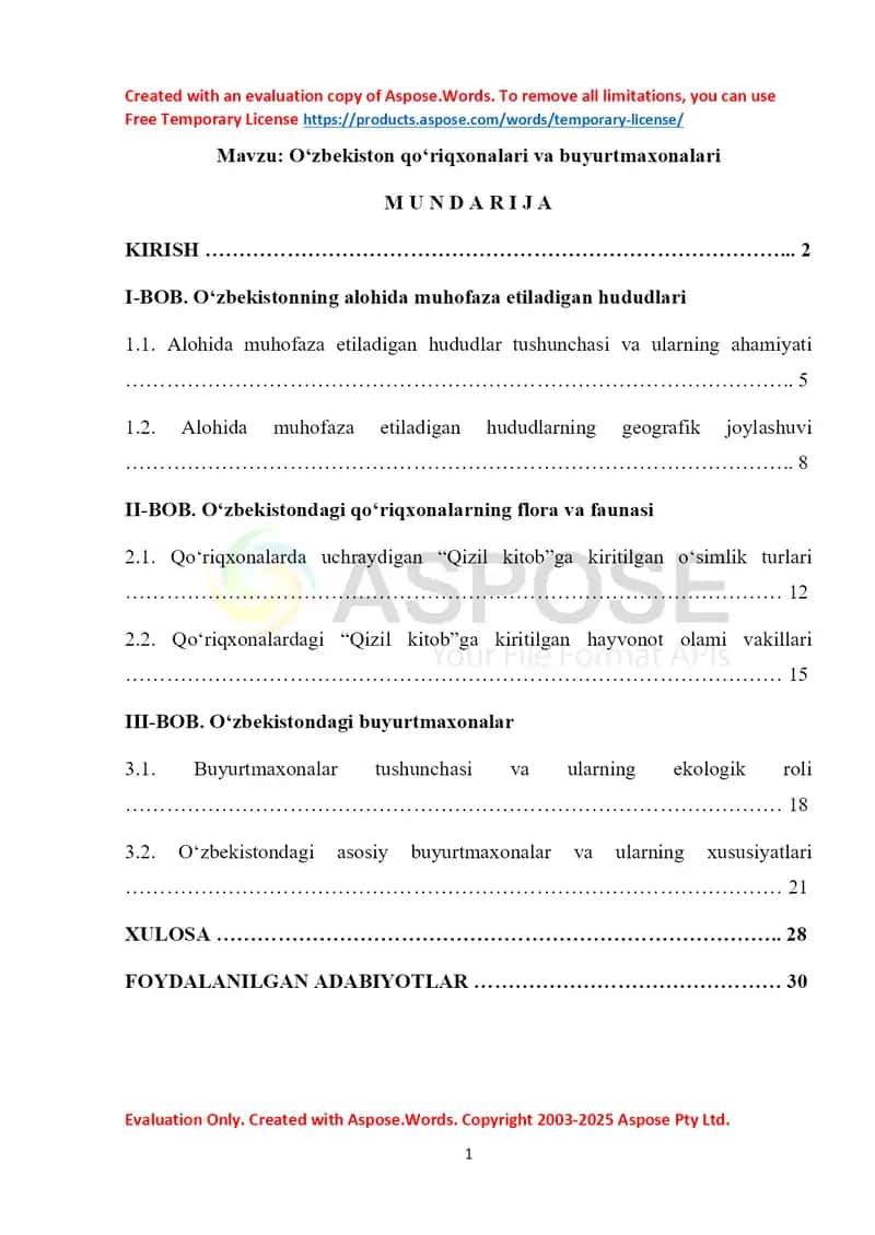 O‘zbekiston qo‘riqxonalari va buyurtmaxonalari
