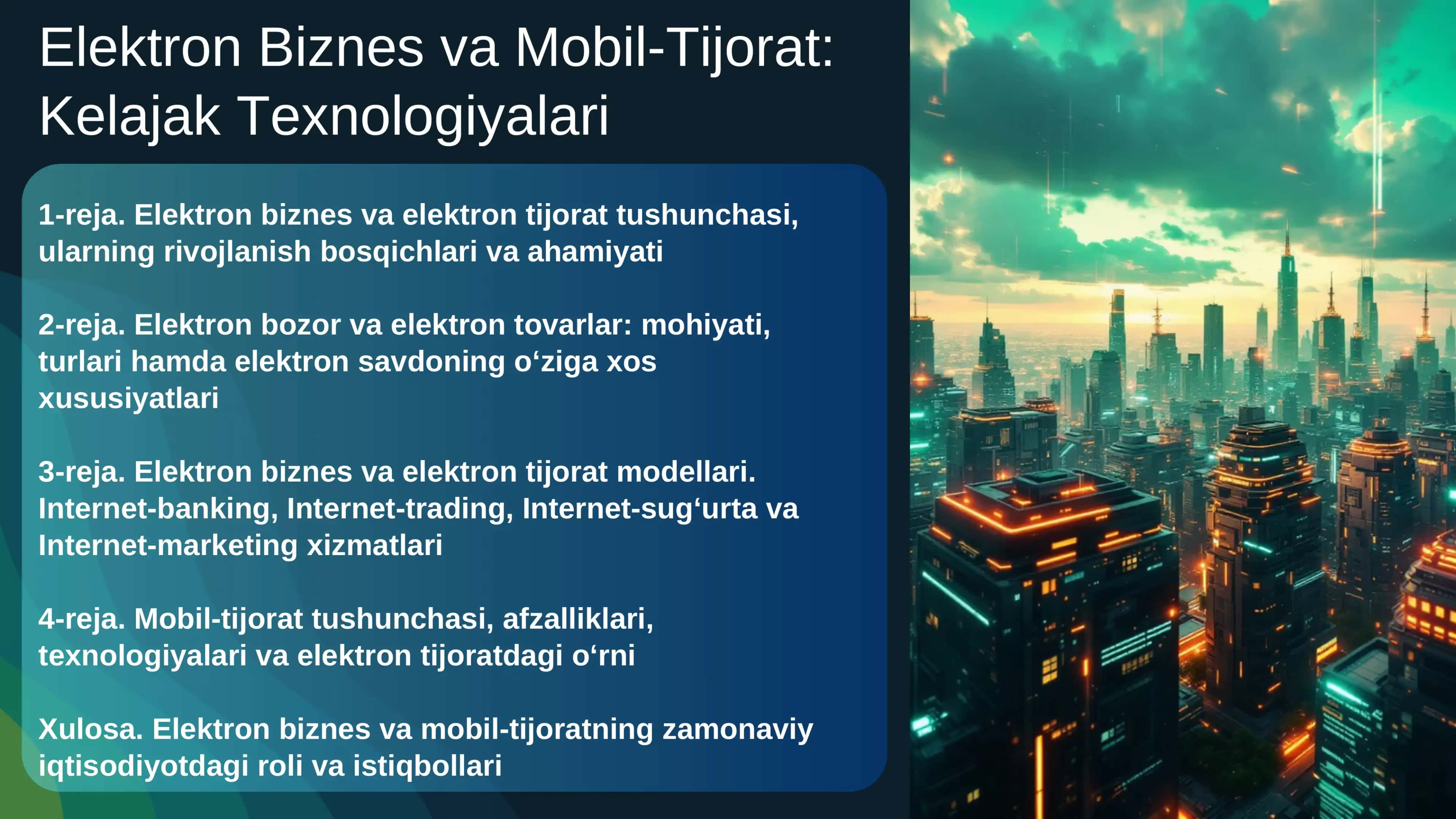 Elektron Biznes va Mobil-Tijorat